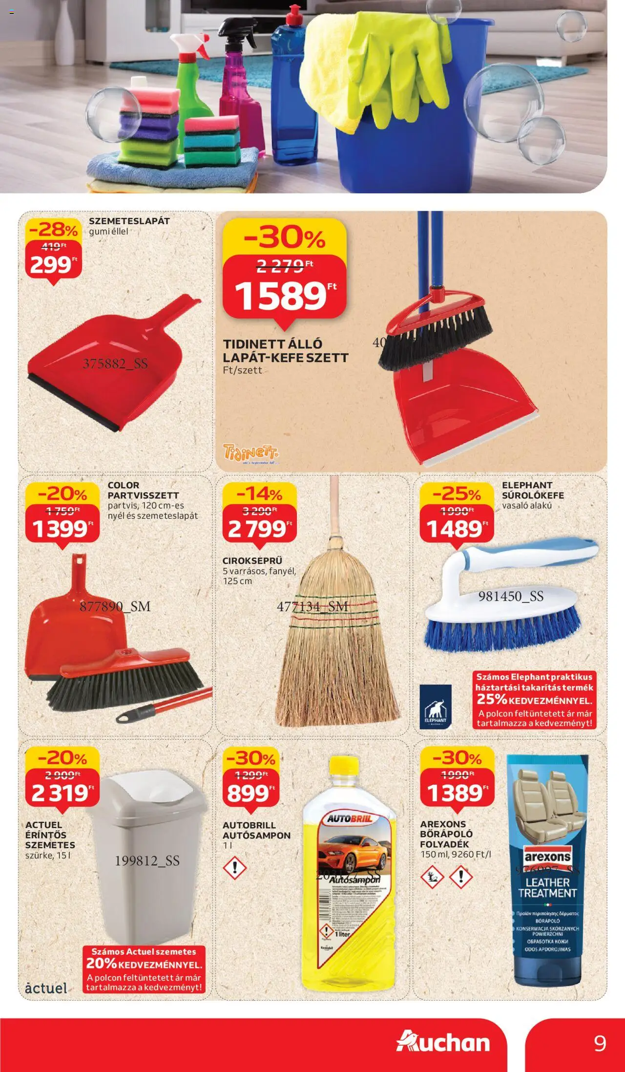 Auchan akciós ujság - amely érvényes a következő dátumtól: 11.09.2025 | Oldal: 9 | Termékek: Szemetes, Vasaló