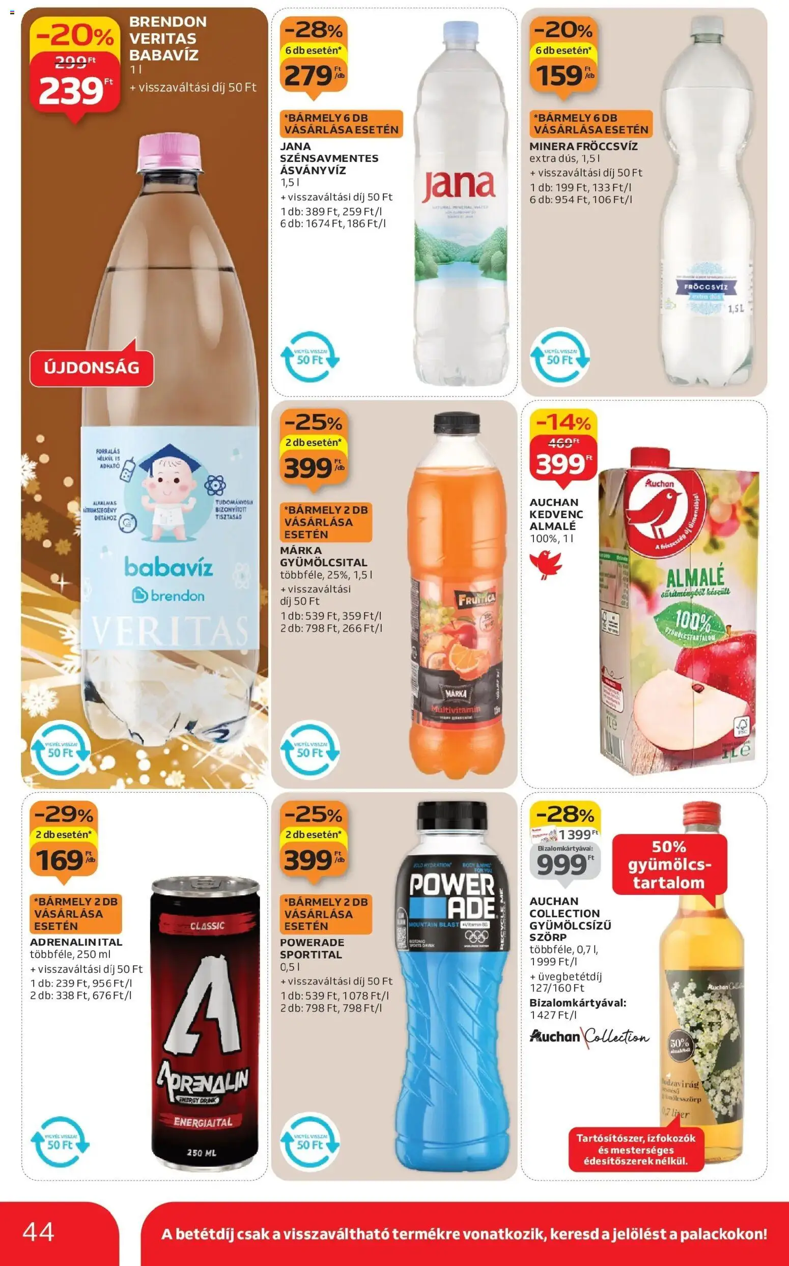 Auchan akciós ujság - amely érvényes a következő dátumtól: 18.12.2025 | Oldal: 44 | Termékek: Gyümölcsital, Energiaital, Multivitamin, Almalé