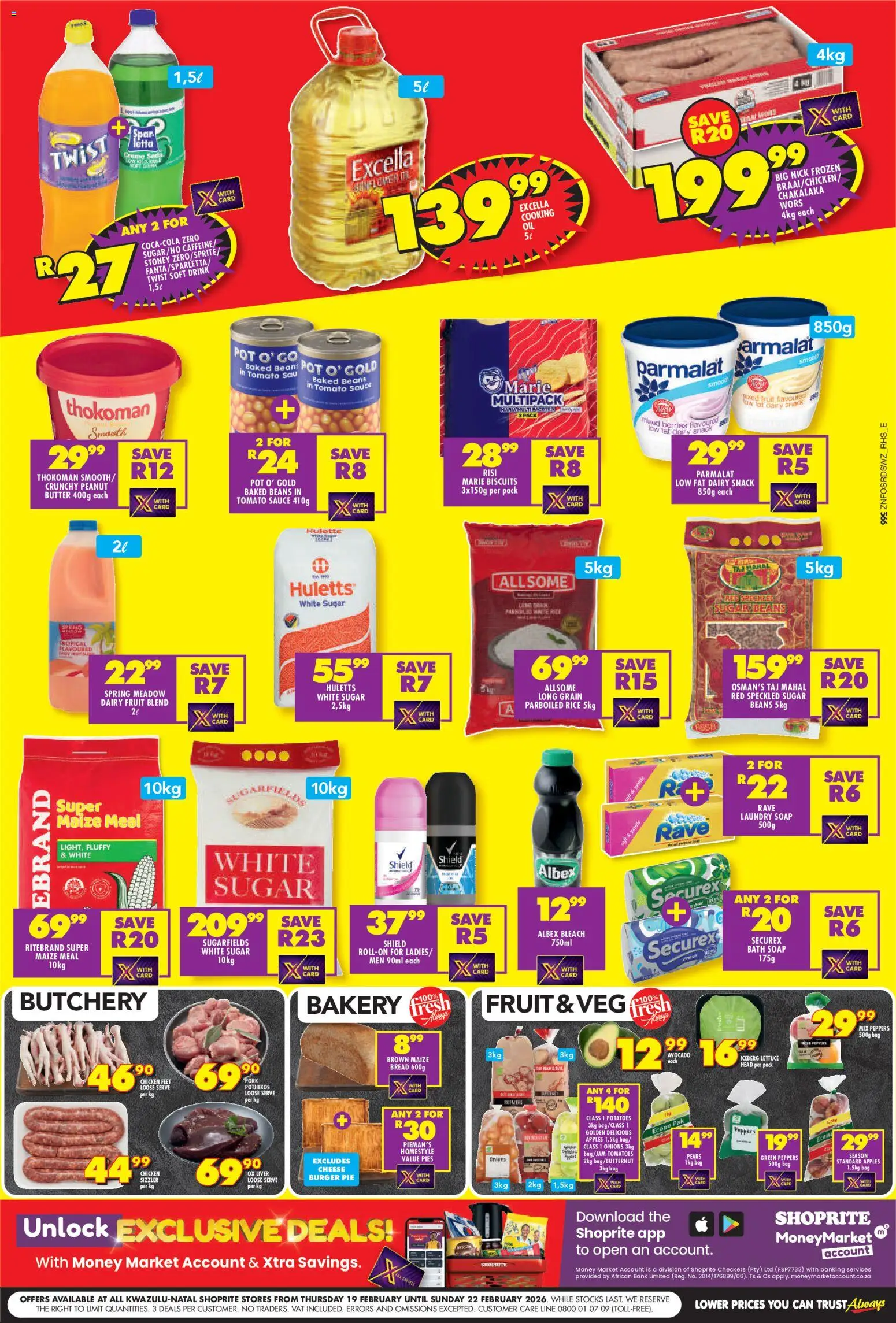 New Shoprite catalogue – valid from 19.02.2026 | Page: 2 | Products: Baked beans, Bag, Soap, Potatoes