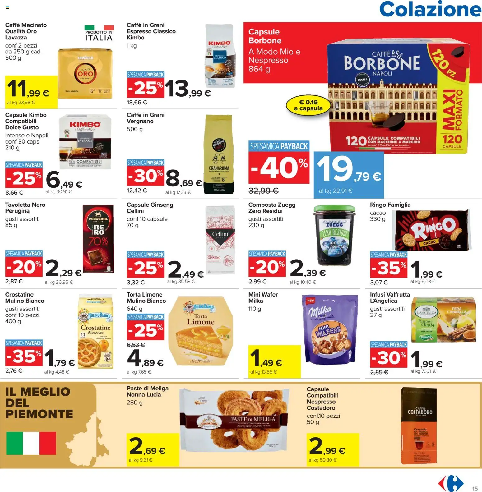 Volantino Carrefour del 21.04.2026 | Pagina: 15 | Prodotti: Caffè, Frutta, Pera, Lavazza