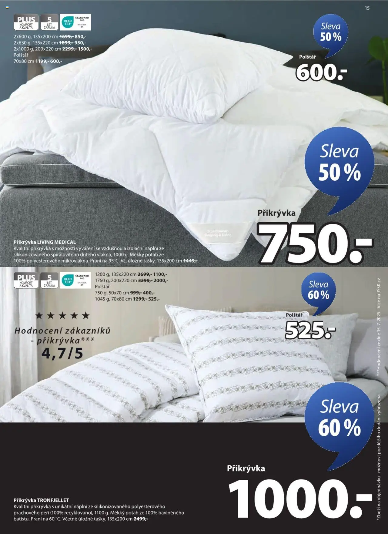 JYSK leták od 17.09.2025 | Strana: 15 | Produkty: Polštář, Přikrývka