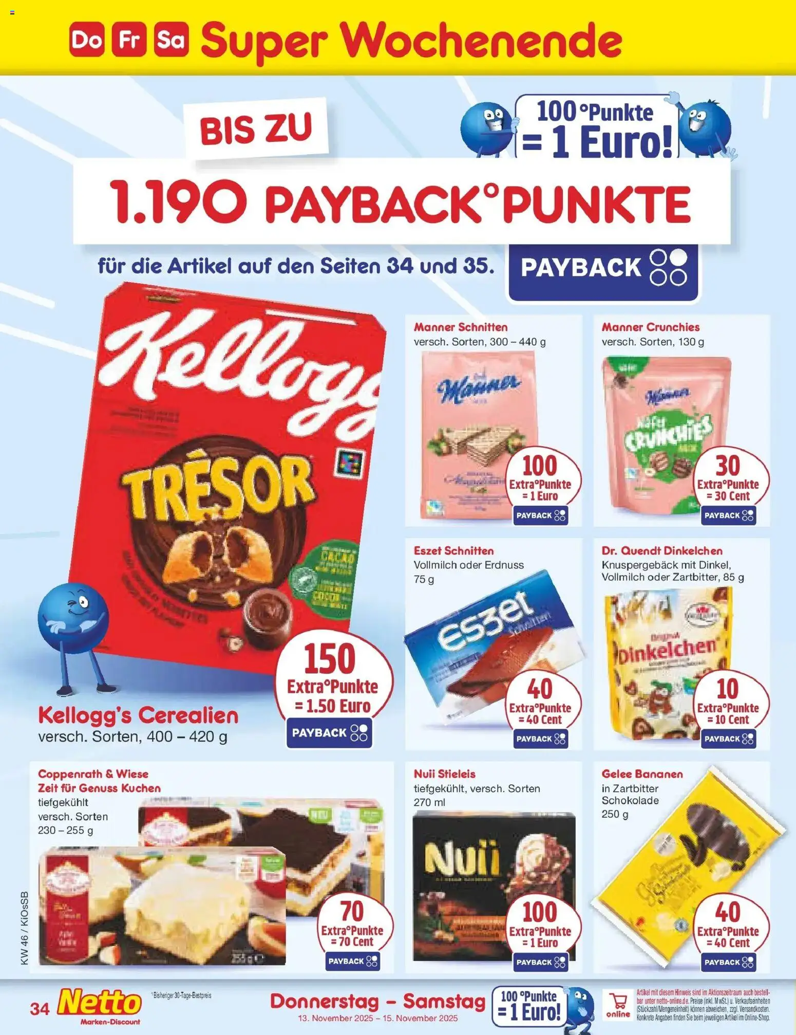 Netto Marken-Discount - Netto: Wochenangebote – gültig ab 10.11.2025 | Seite: 42 | Produkte: Schokolade, Bananen, Kellogg's, Kuchen