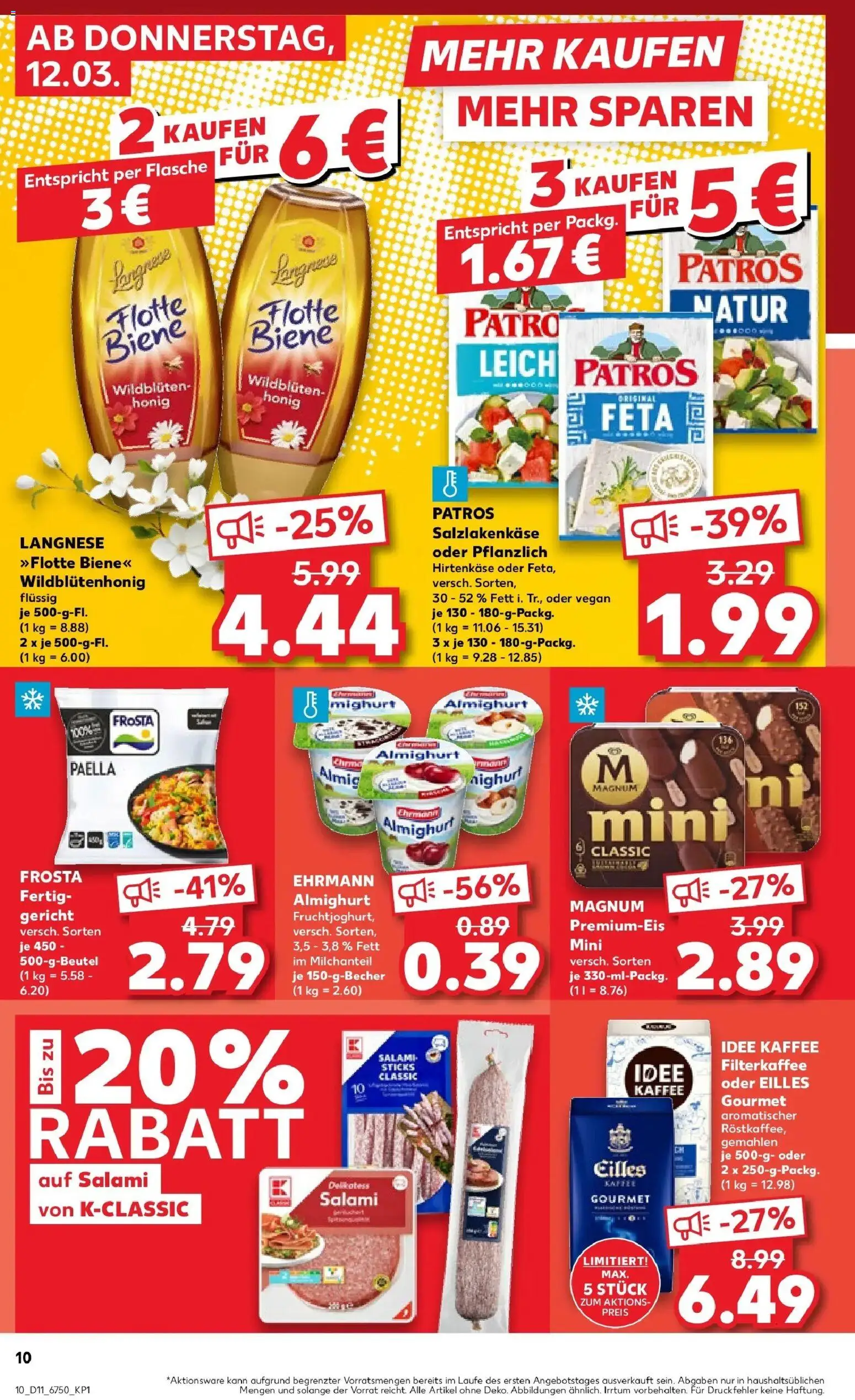 Kaufland Prospekt Potsdam	 – gültig ab 09.03.2026 | Seite: 22 | Produkte: Idee kaffee, Ehrmann almighurt, Kaffee, Salami