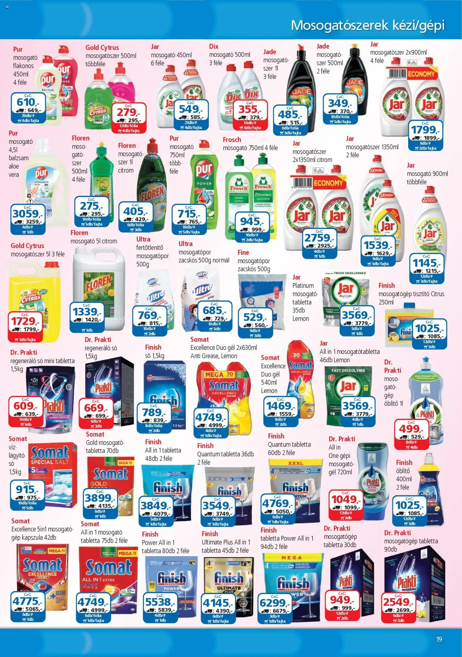 ÁRKLUB akciós ujság - amely érvényes a következő dátumtól: 01.02.2026 | Oldal: 19 | Termékek: Somat, Öblítő, Mosogatógép tabletta, Mosogatógép tisztító