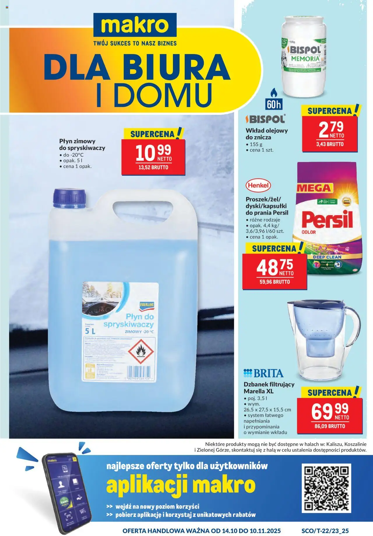Makro Gazetka od 14.10.2025 | Strona: 1 | Produkty: Dzbanek, Wkład olejowy do znicza, Dzbanek filtrujący, Płyn do spryskiwaczy