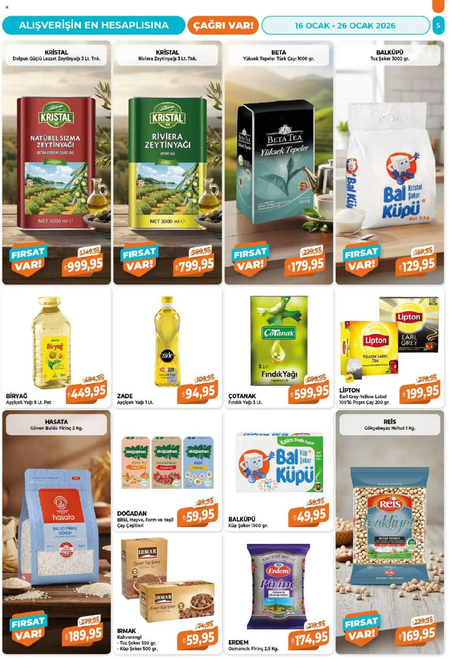 Çağrı Market Katalog - 16.01.2026 tarihinden itibaren geçerlidir | Sayfa: 5 | Ürünler: Şeker, Fındık, Toz şeker, Küp şeker