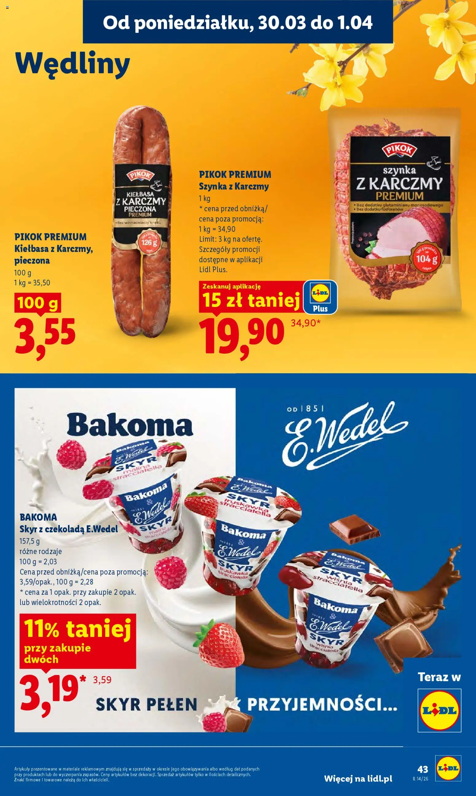 Lidl Polsko leták od 30.03.2026 | Strana: 43 | Produkty: Skyr, Pikok