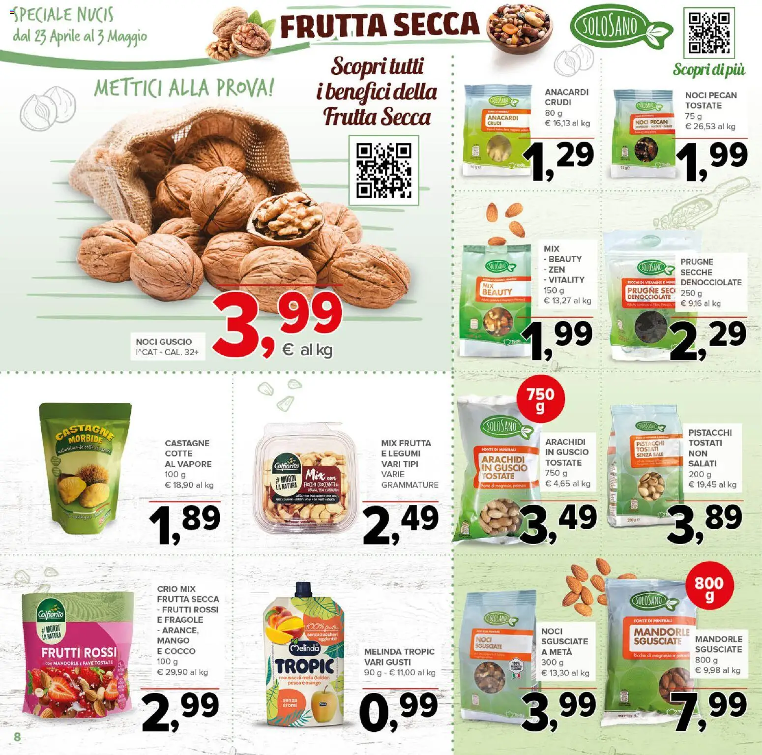 Volantino Todis del 23.04.2026 | Pagina: 8 | Prodotti: Legumi, Sale, Pesca, Cocco