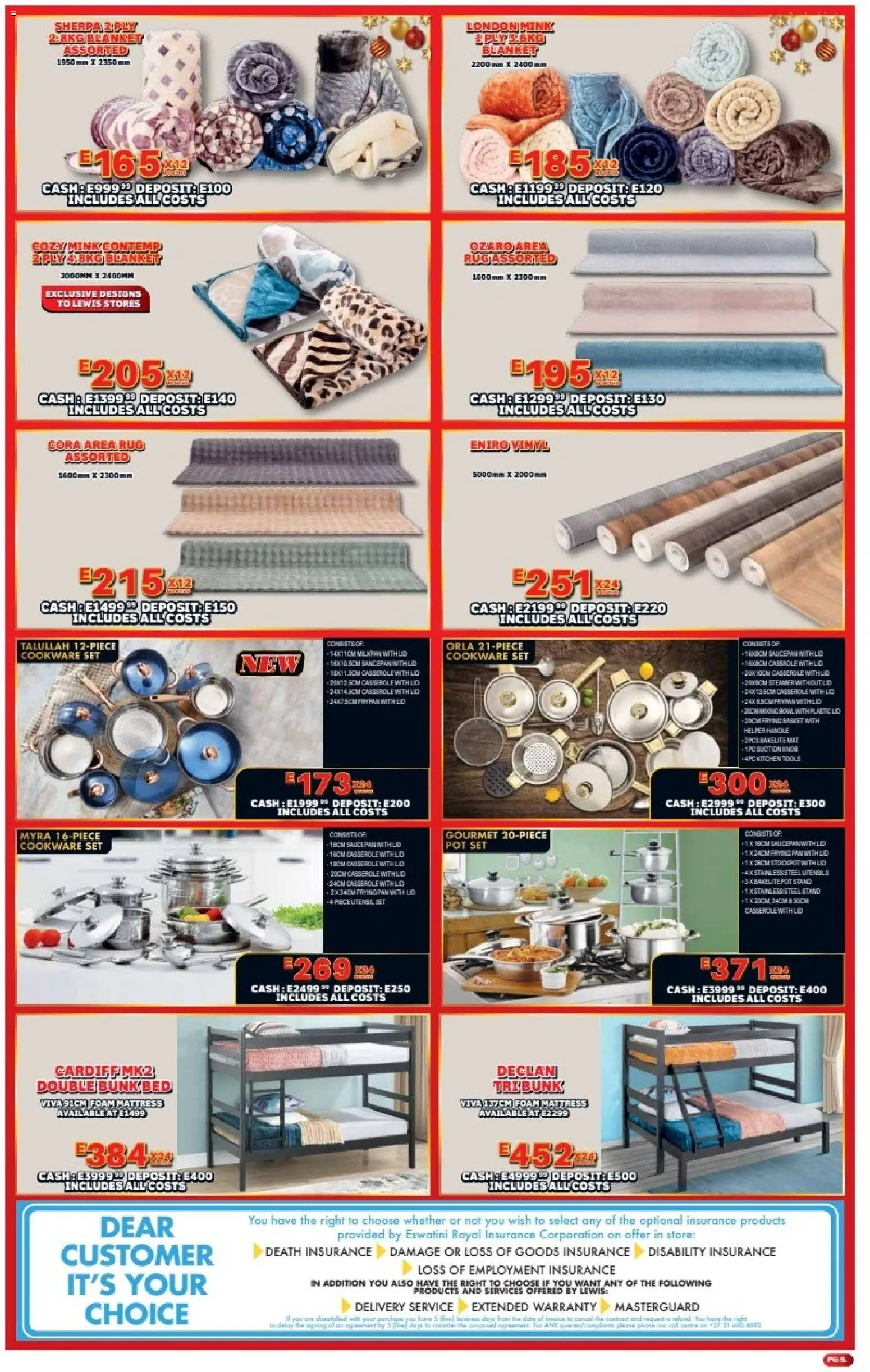 New Lewis Stores catalogue – valid from 08.12.2025 | Page: 9 | Products: Bowl, Mattress, Basket, Double bunk