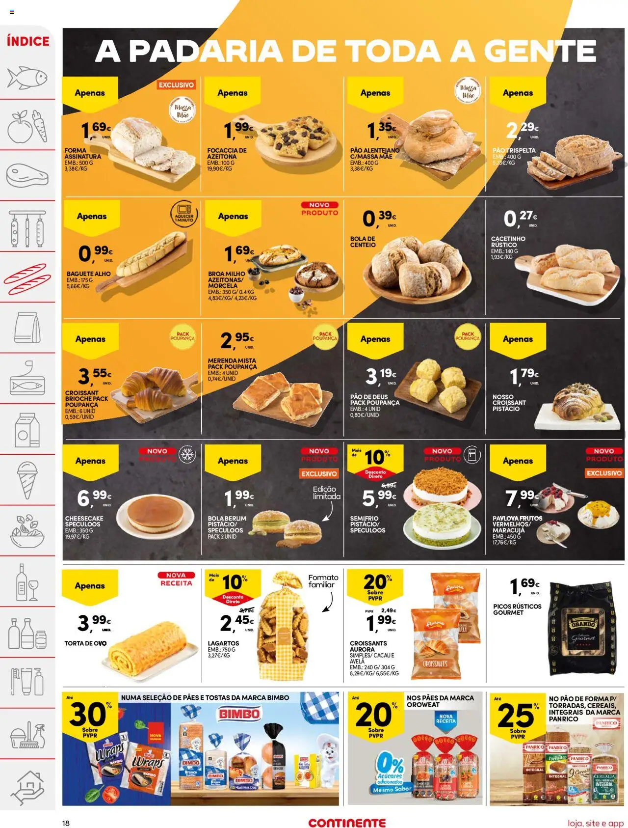Continente folheto │ válido de 03.06.2025 | Página: 18 | Produtos: Pão de forma, Centeio, Torta, Milho
