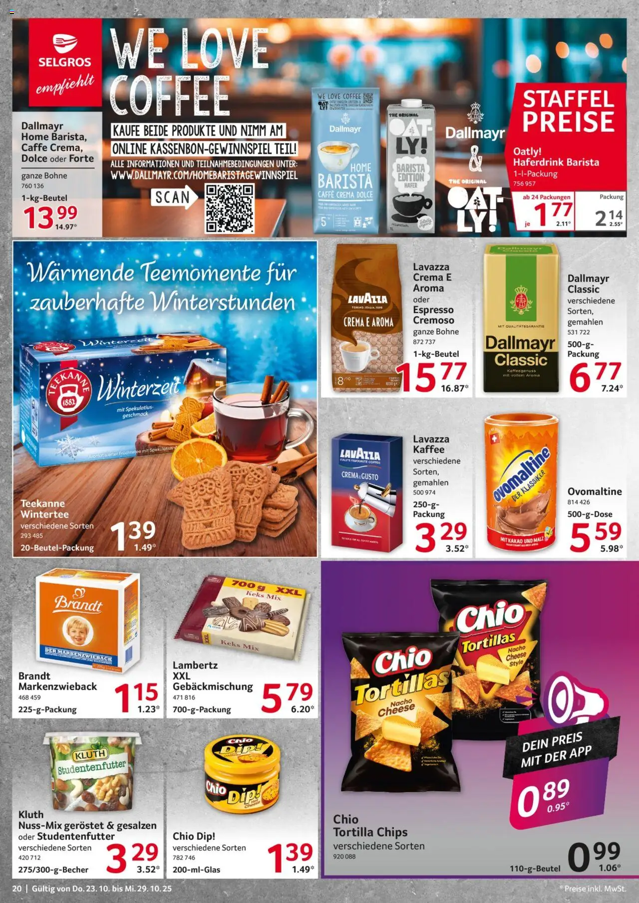 Selgros Prospekt 	 – gültig ab 23.10.2025 | Seite: 20 | Produkte: Lavazza, Haferdrink, Dallmayr, Chips