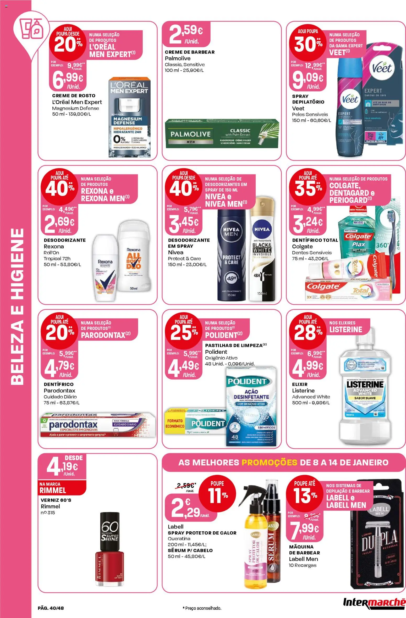 Intermarché folheto │ válido de 08.01.2026 | Página: 40 | Produtos: Sérum, Cera, Verniz, Creme