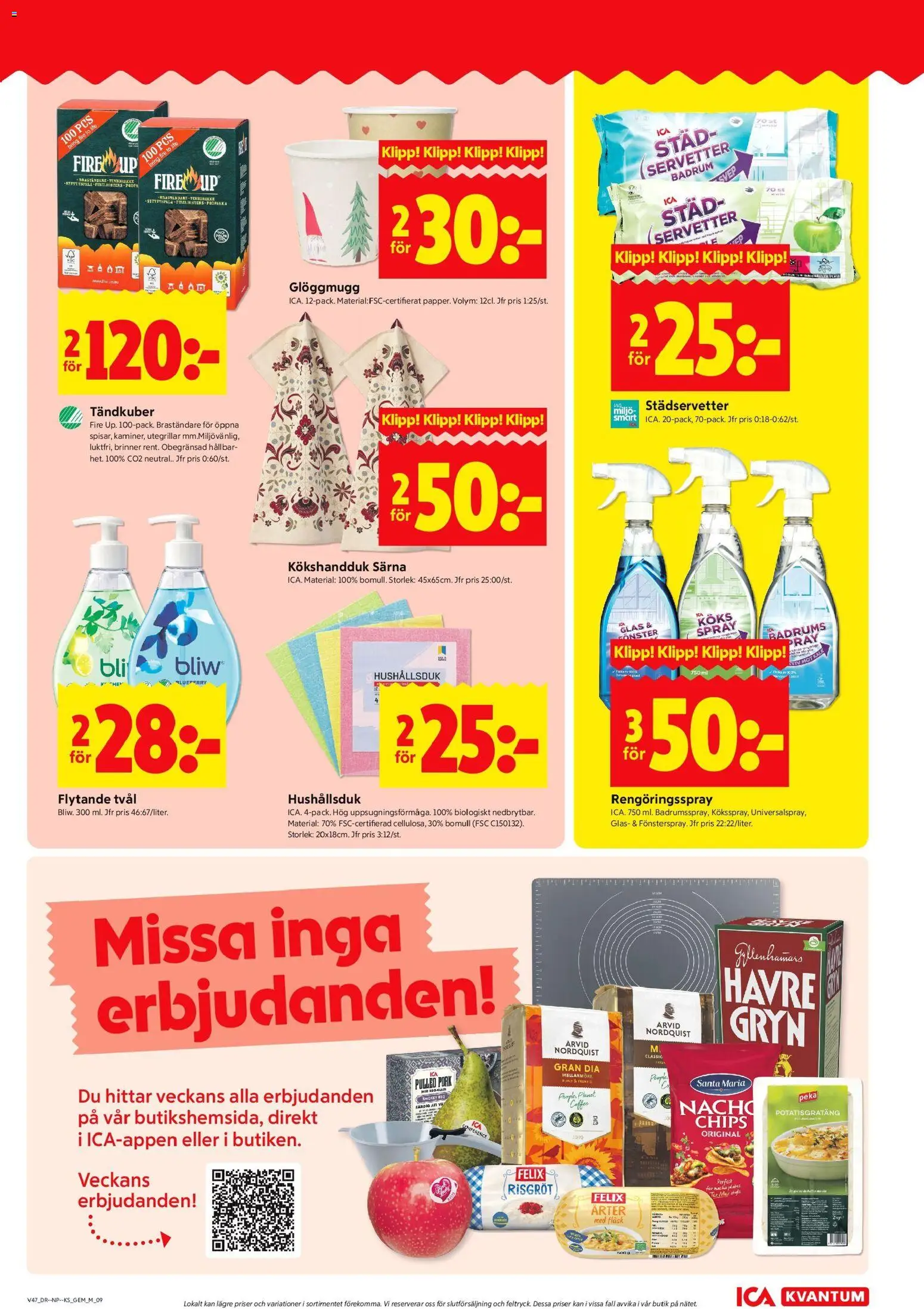 ICA Kvantum reklamblad aktuell från 17.11.2025 | Sida: 10 | Produkter: Tvål, Chips, Rengöringsspray, Servetter