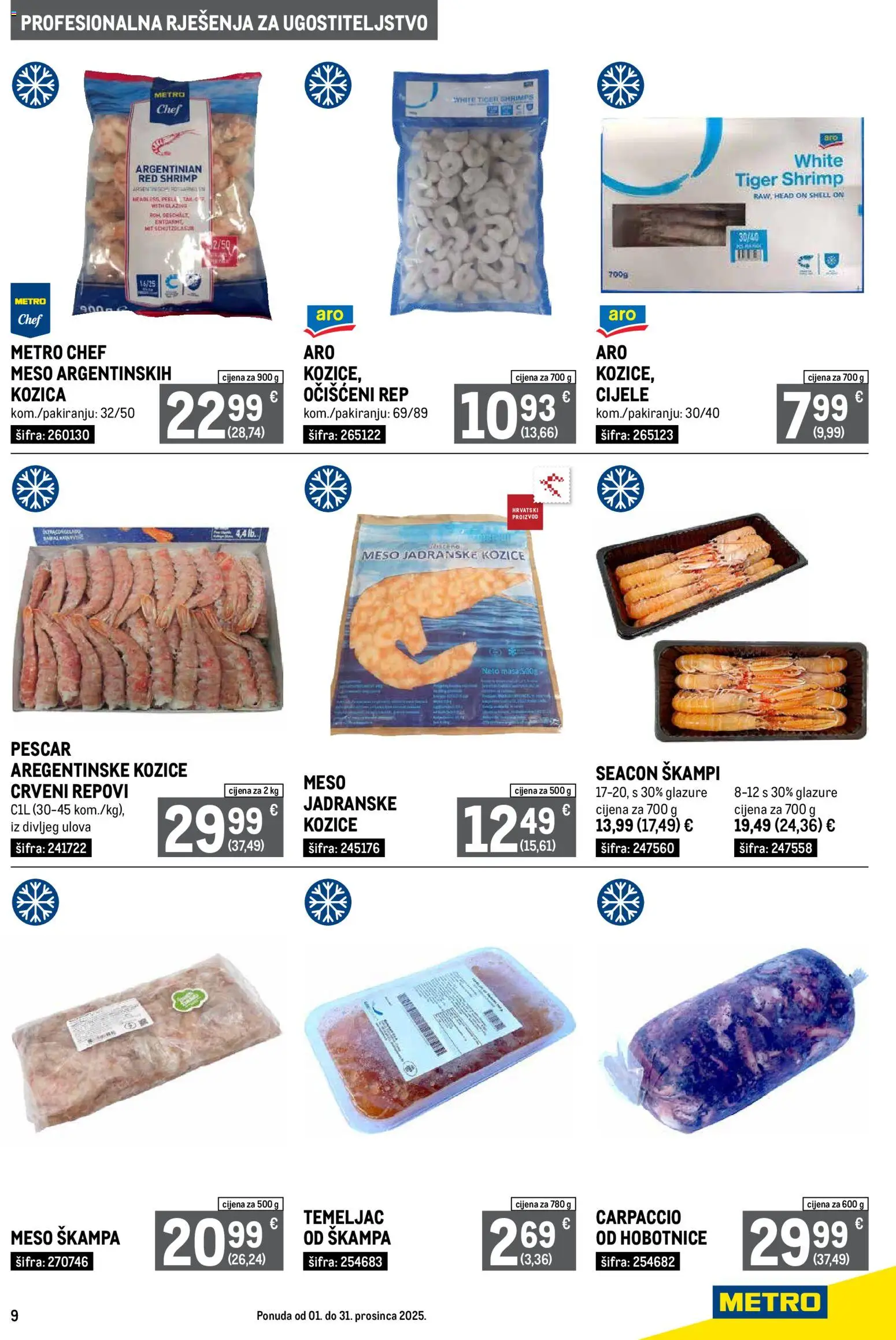 Metro katalog | vrijedi od 01.12.2025 | Stranica: 9 | Proizvodi: Meso, Kozice