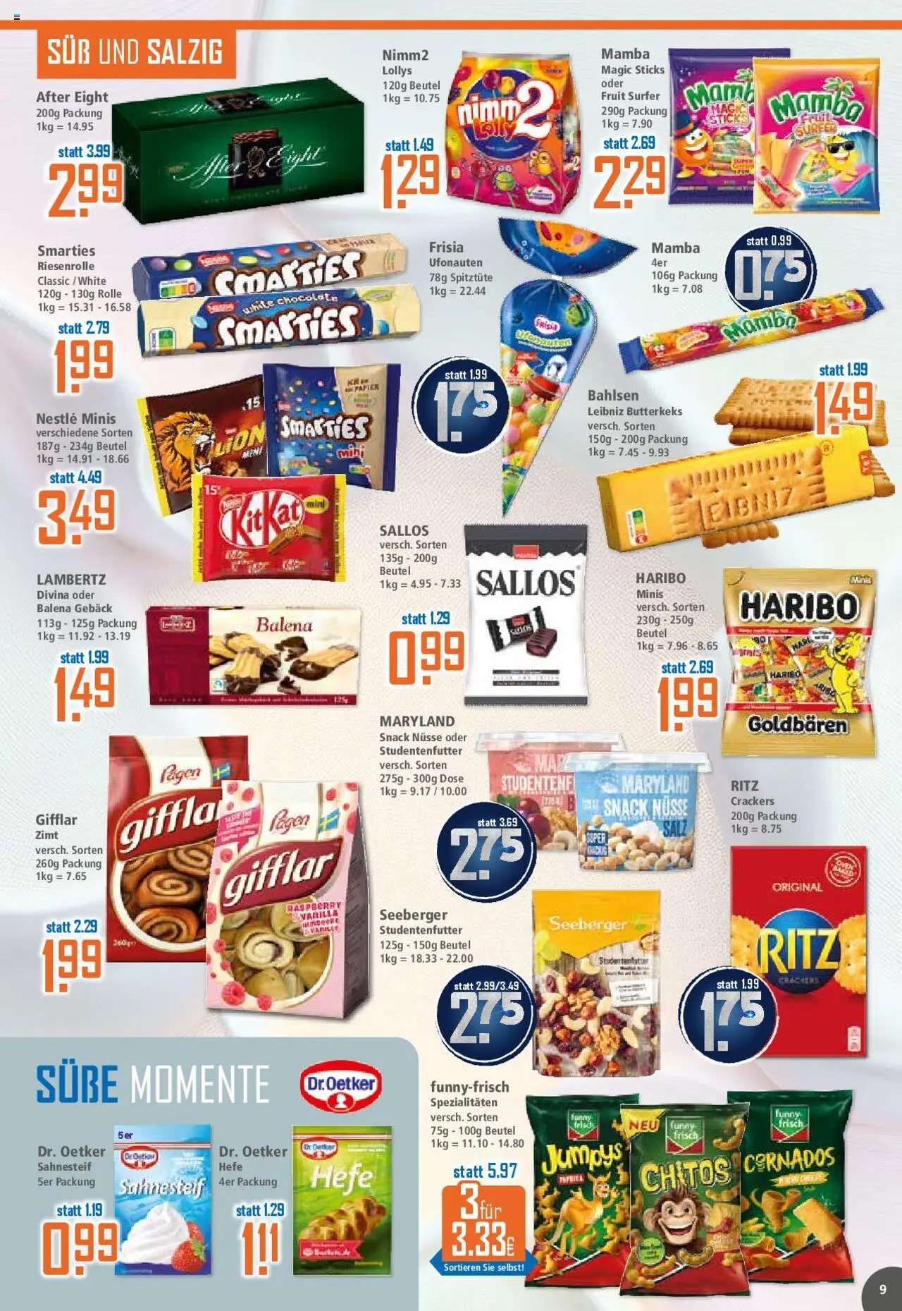 Klaas & Kock Prospekt 	 - gültig ab dem 18.08.2025 | Seite: 9 | Produkte: Haribo, Smarties, Salz, Nüsse