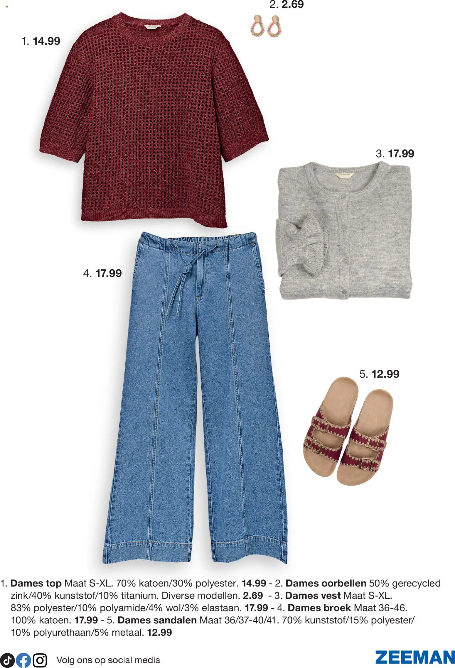 {H1} | Pagina: 9 | Producten: Vest, Broek, Oorbellen, Sandalen