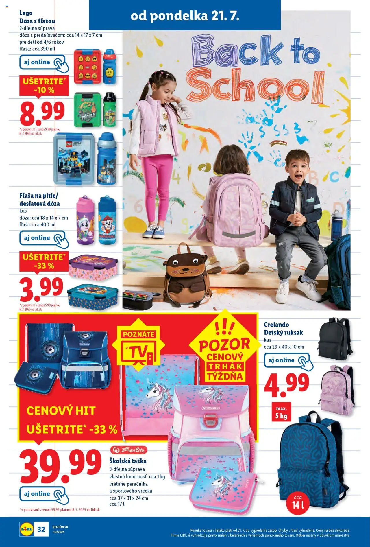 Lidl leták │ platný od 21.07.2025 | Strana: 46 | Produkty: LEGO, Ruksak, Taška