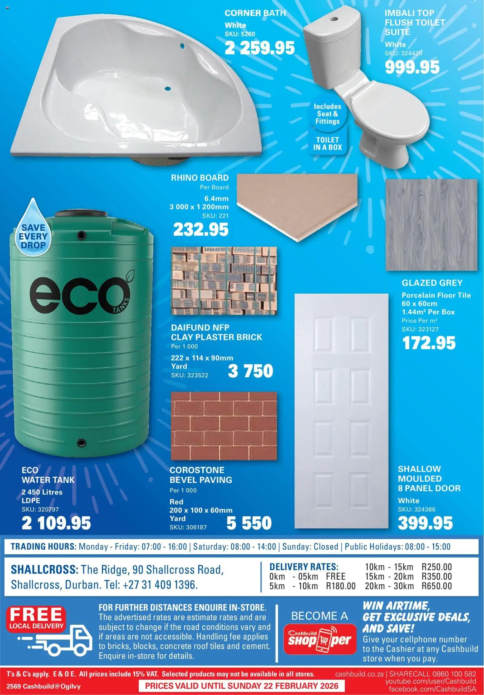 New Cashbuild catalogue – valid from 26.01.2026 | Page: 2 | Products: Tank, Toilet, Water, Clay