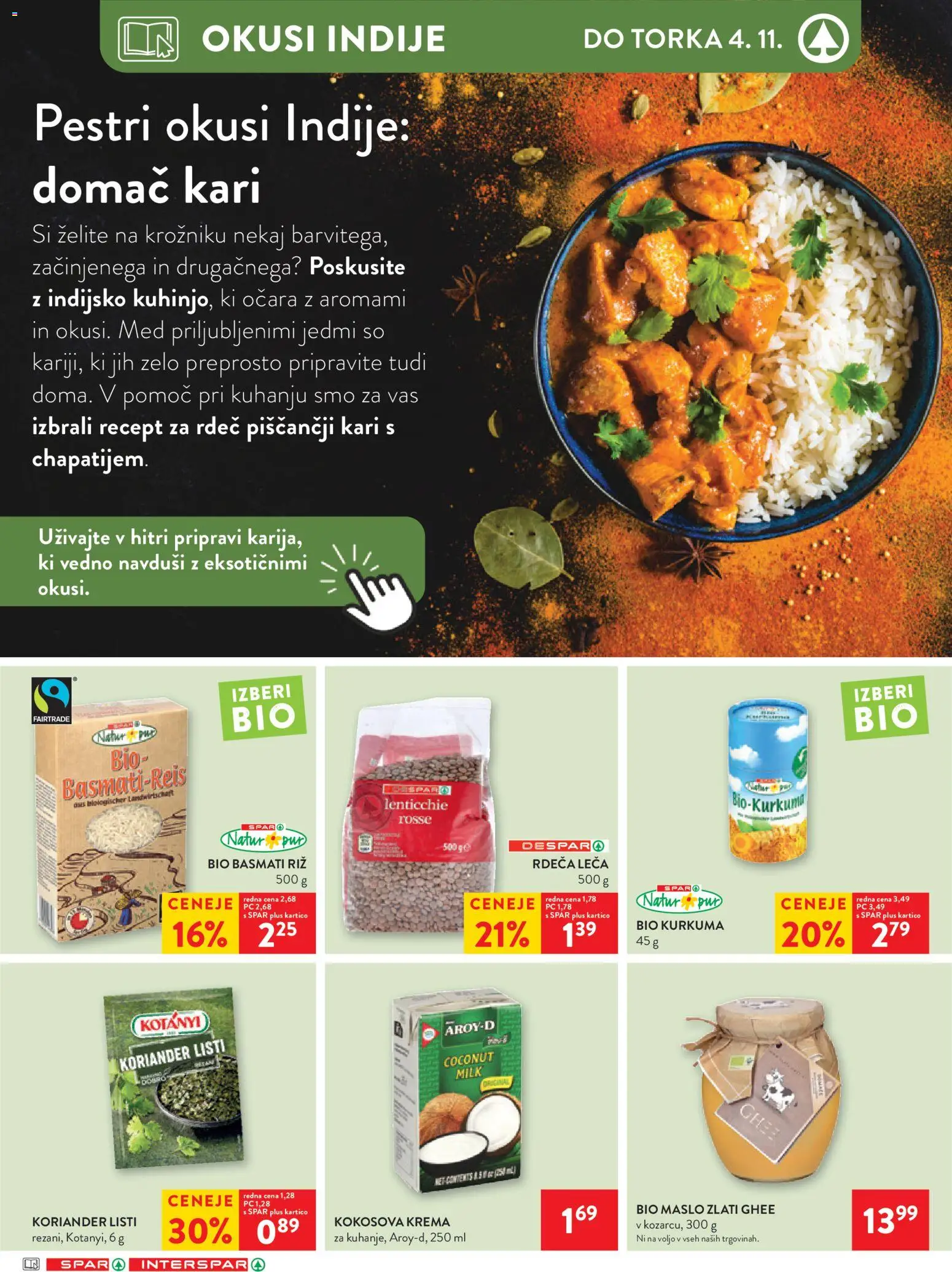 Novi Spar katalog ponudbe – veljaven od 29.10.2025 | Stran: 19 | Izdelki: Krema, Maslo, Leča, Riz