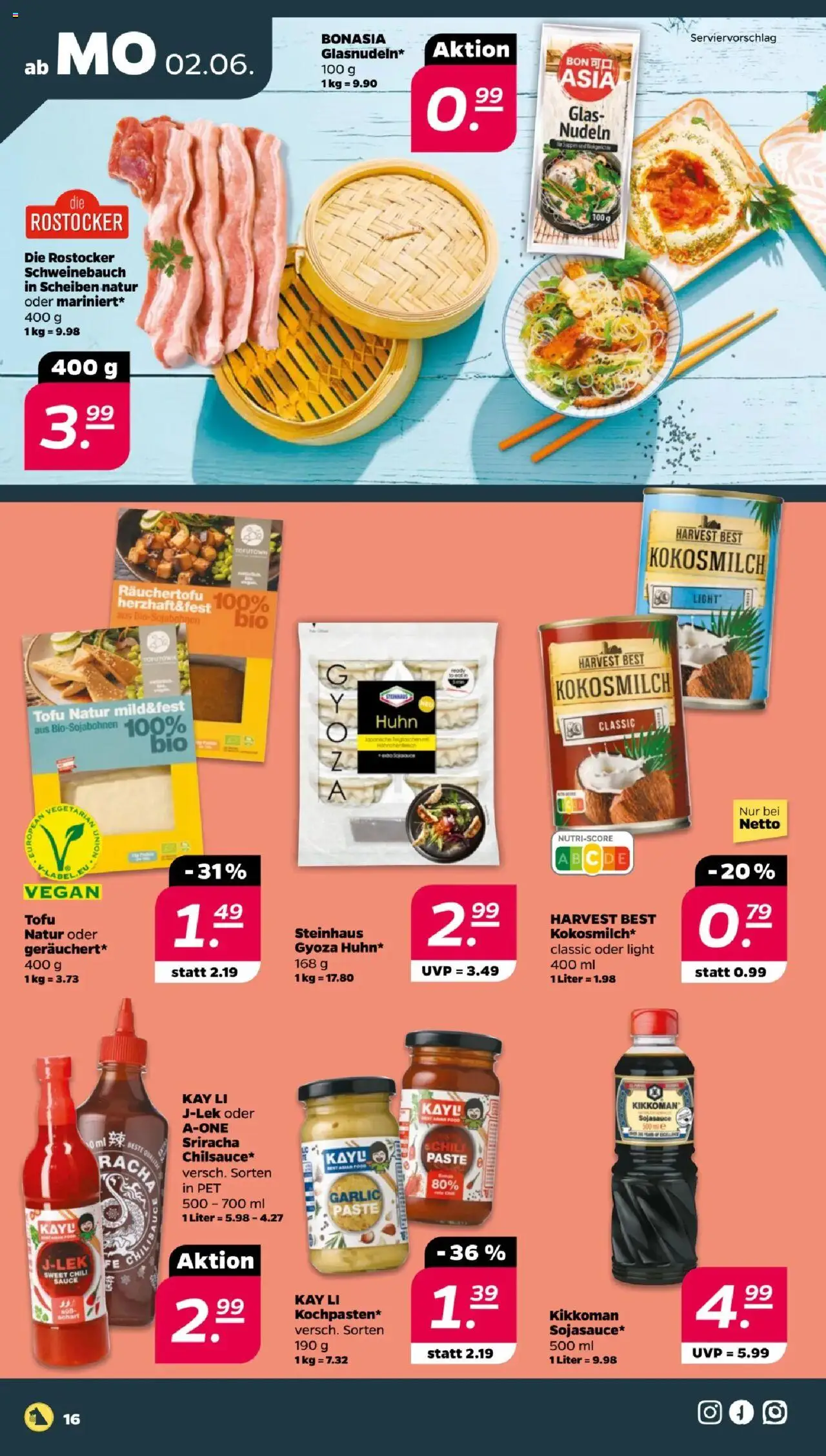 Netto Prospekt 	 - gültig ab dem 02.06.2025 | Seite: 16 | Produkte: Schweinebauch, Chili, Nudeln