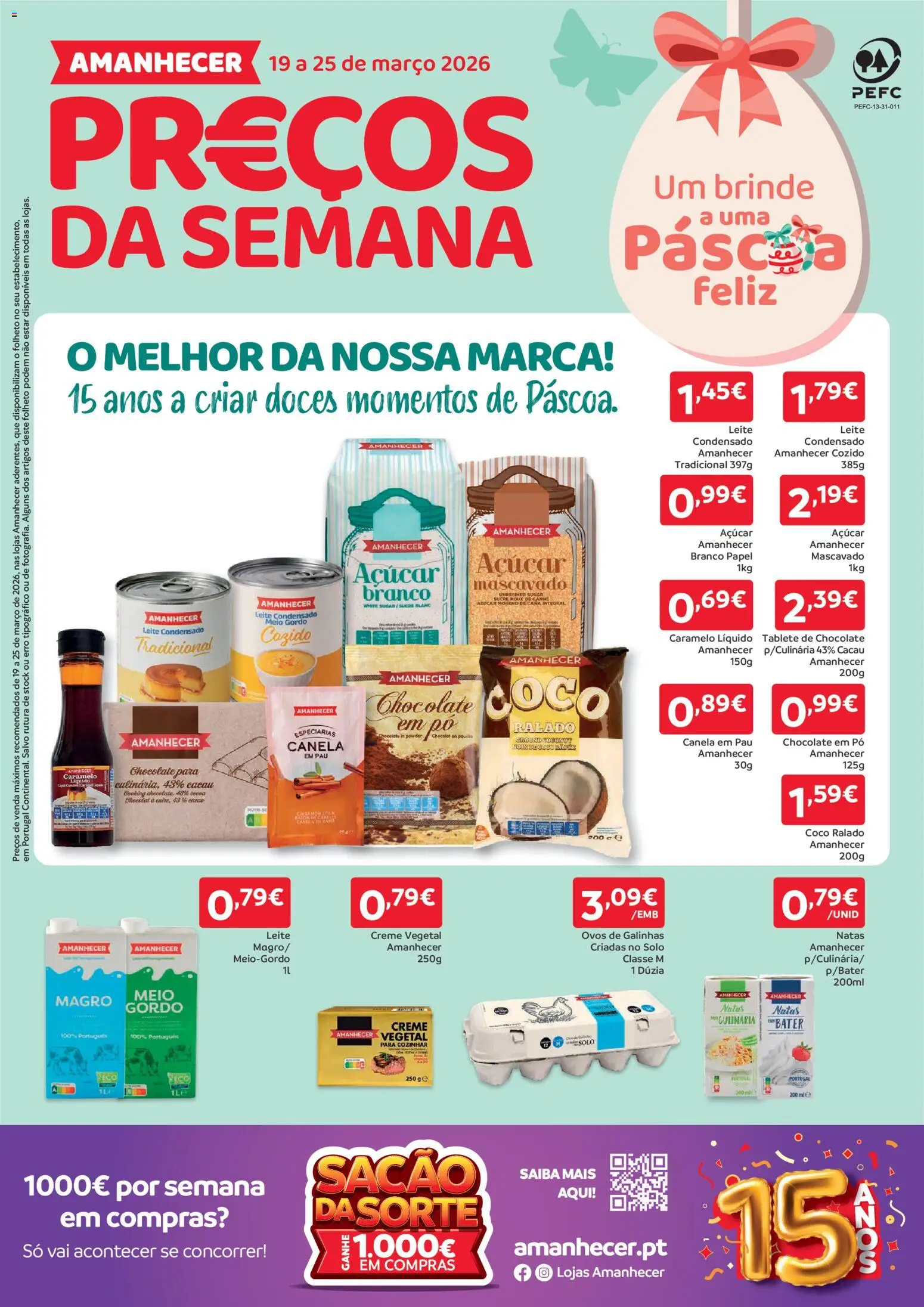 Amanhecer folheto │ válido de 19.03.2026 | Página: 1 | Produtos: Canela, Leite, Ovos, Açúcar