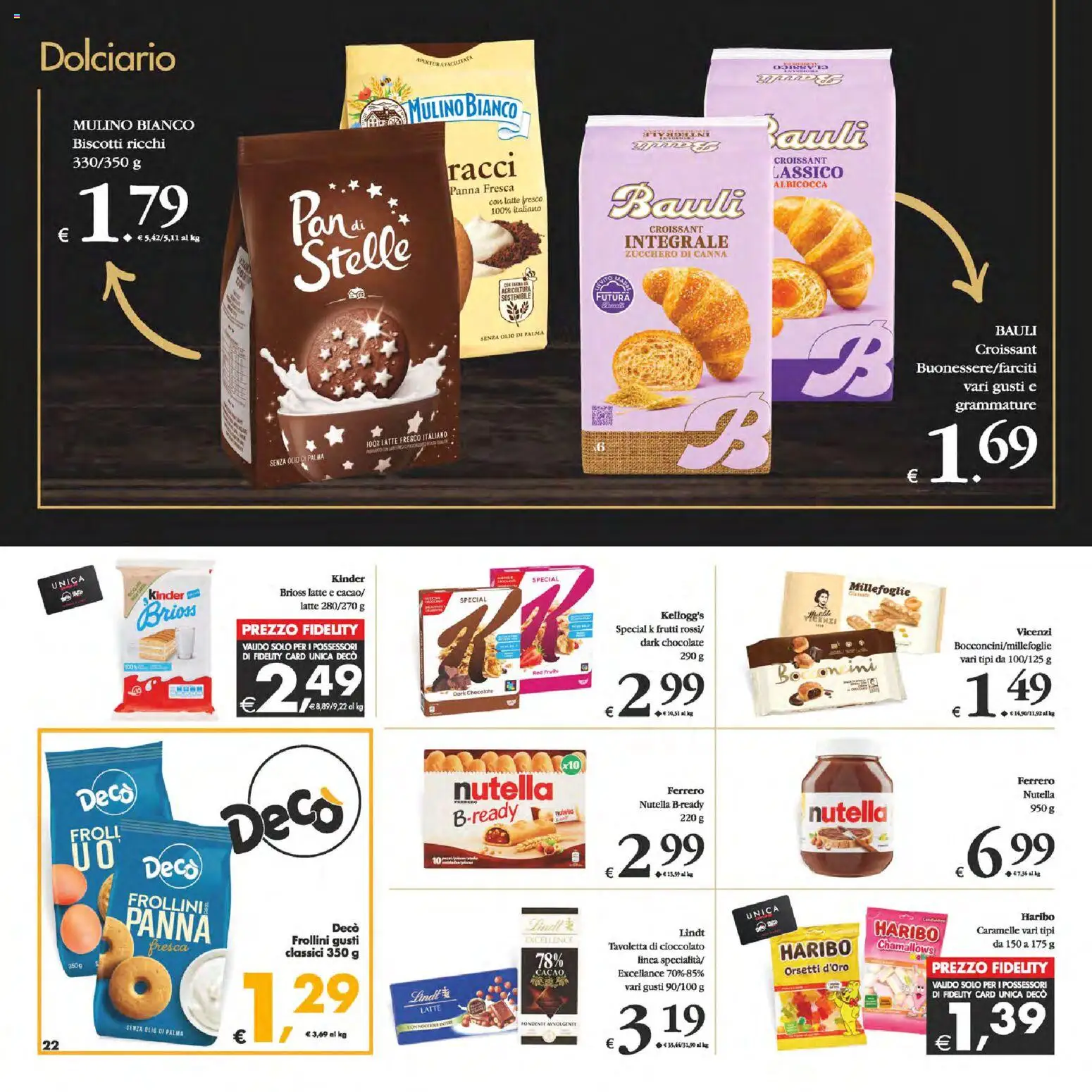 Volantino Decò del 13.02.2026 | Pagina: 22 | Prodotti: Biscotti, Zucchero, Latte, Nutella