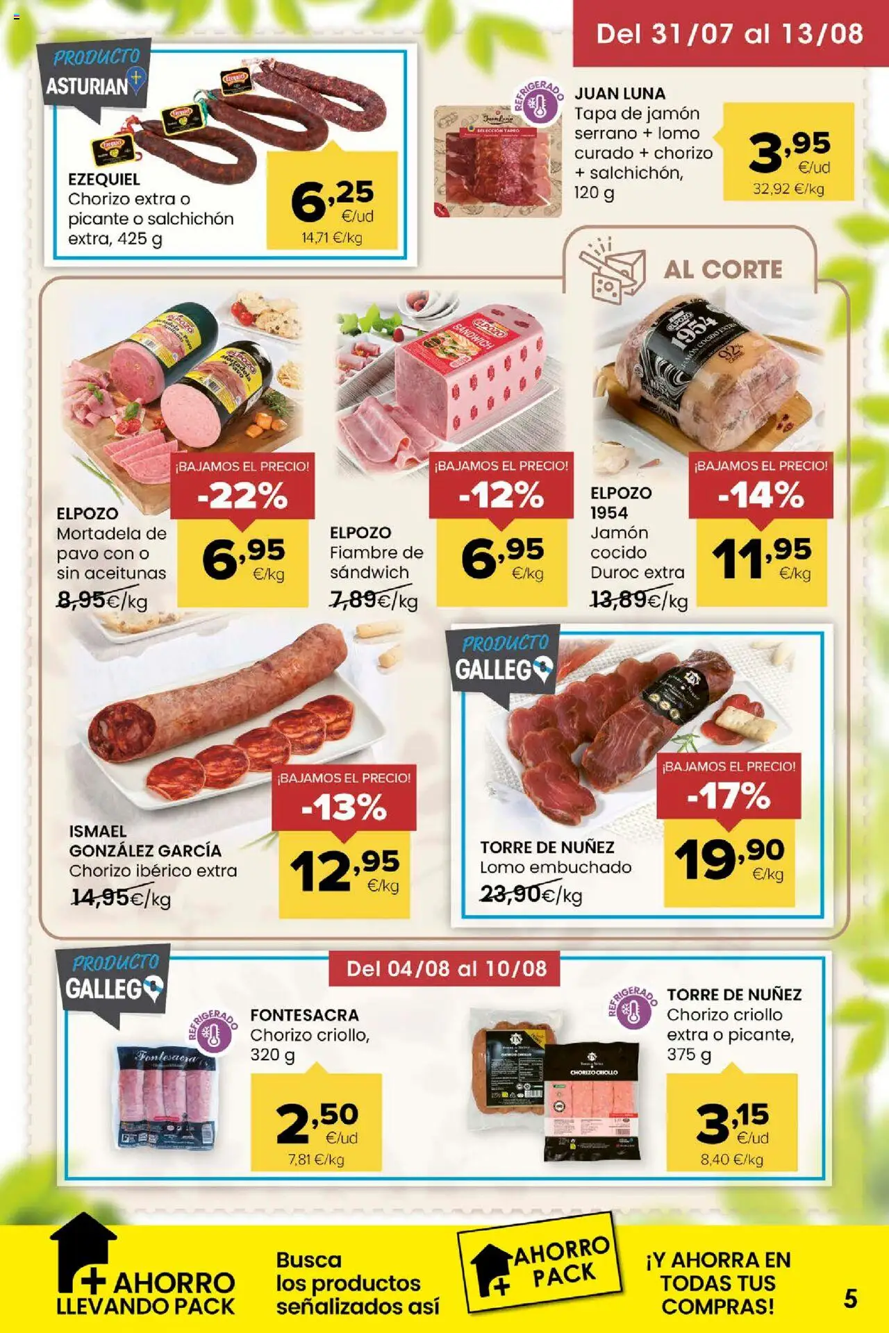 Eroski - Miramos por ti │ válido desde el 31.07.2025 | Página: 5 | Productos: Jamón, Jamón cocido, Mortadela