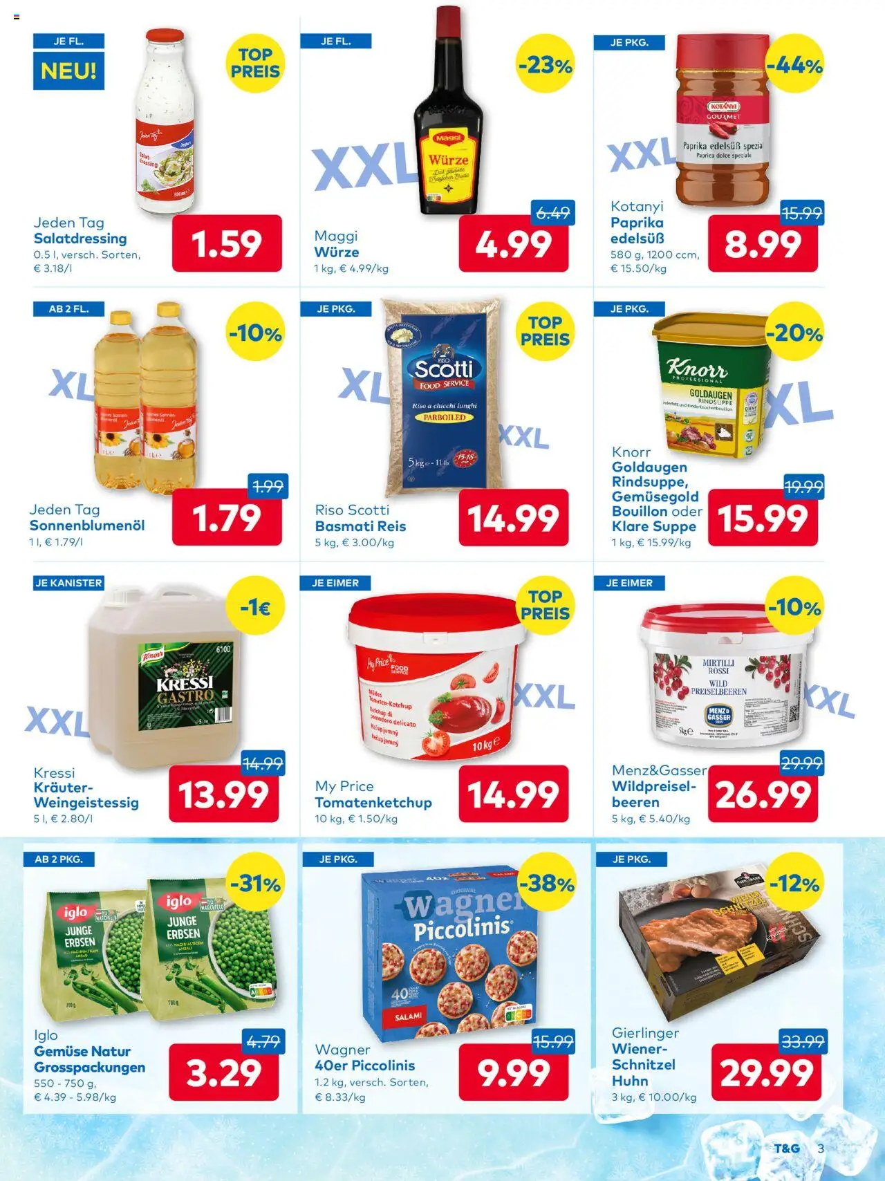 T&G Tirol gültig ab 23.10.2025 | Seite: 3 | Produkte: Gemüse, Erbsen, Salami, Reis