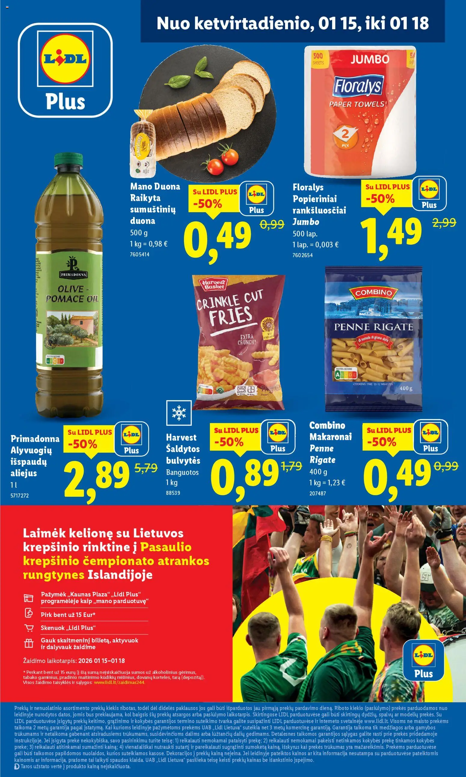 LIDL akcijos nuo 15.01.2026 | Puslapis: 8 | Prekių: Aliejus, Duona, Makaronai