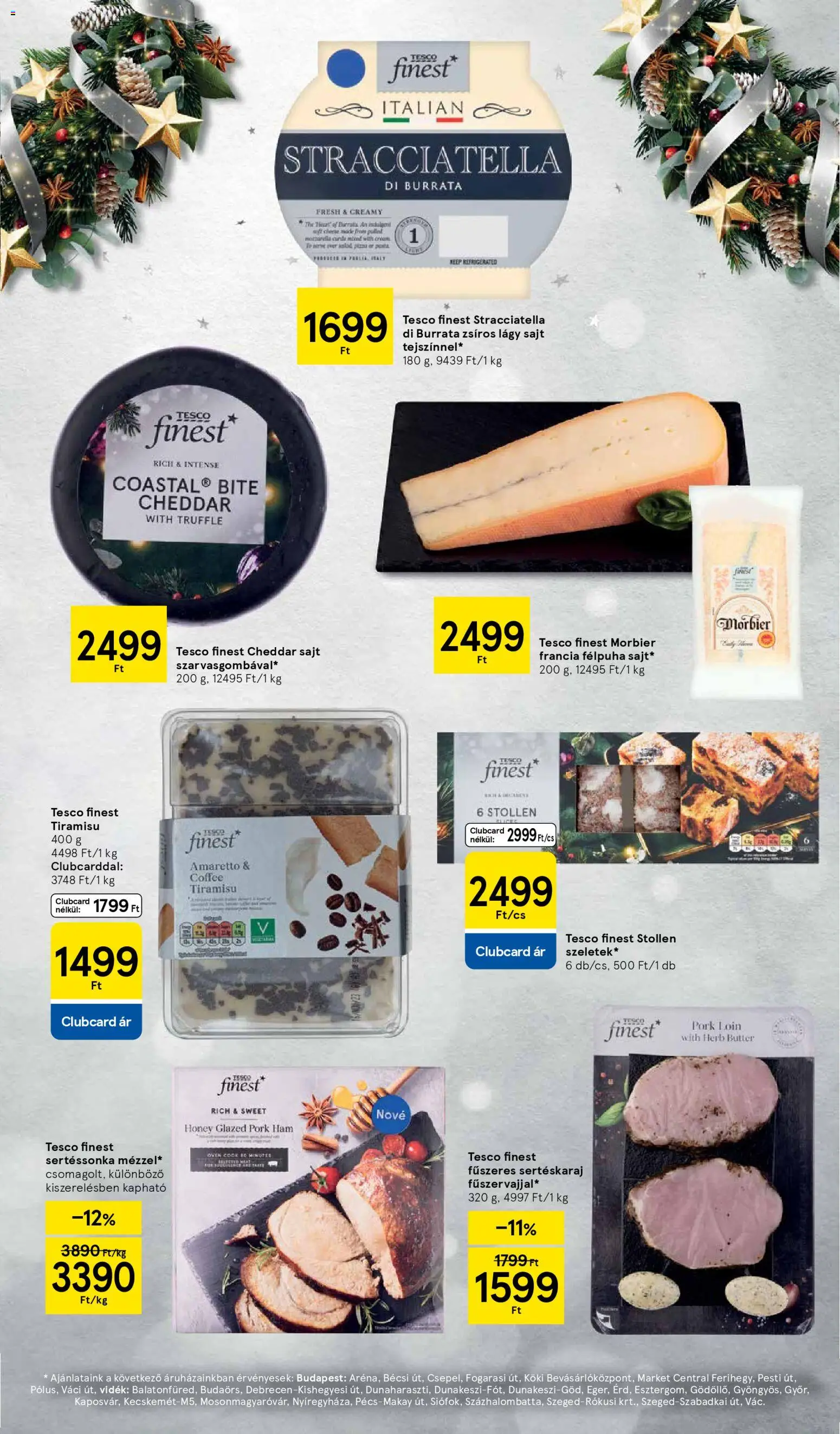 Tesco akciós ujság - amely érvényes a következő dátumtól: 26.11.2025 | Oldal: 13 | Termékek: Sertéskaraj, Pizza, Cheddar, Burrata