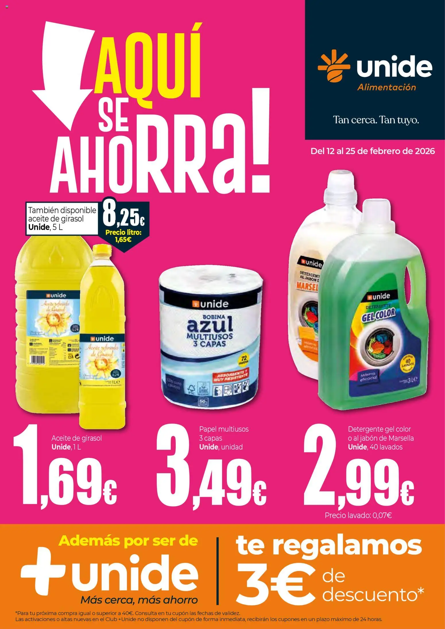 Unide -  Alimentación Península │ válido desde el 12.02.2026 | Página: 1 | Productos: Detergente, Aceite, Té, Aceite de girasol
