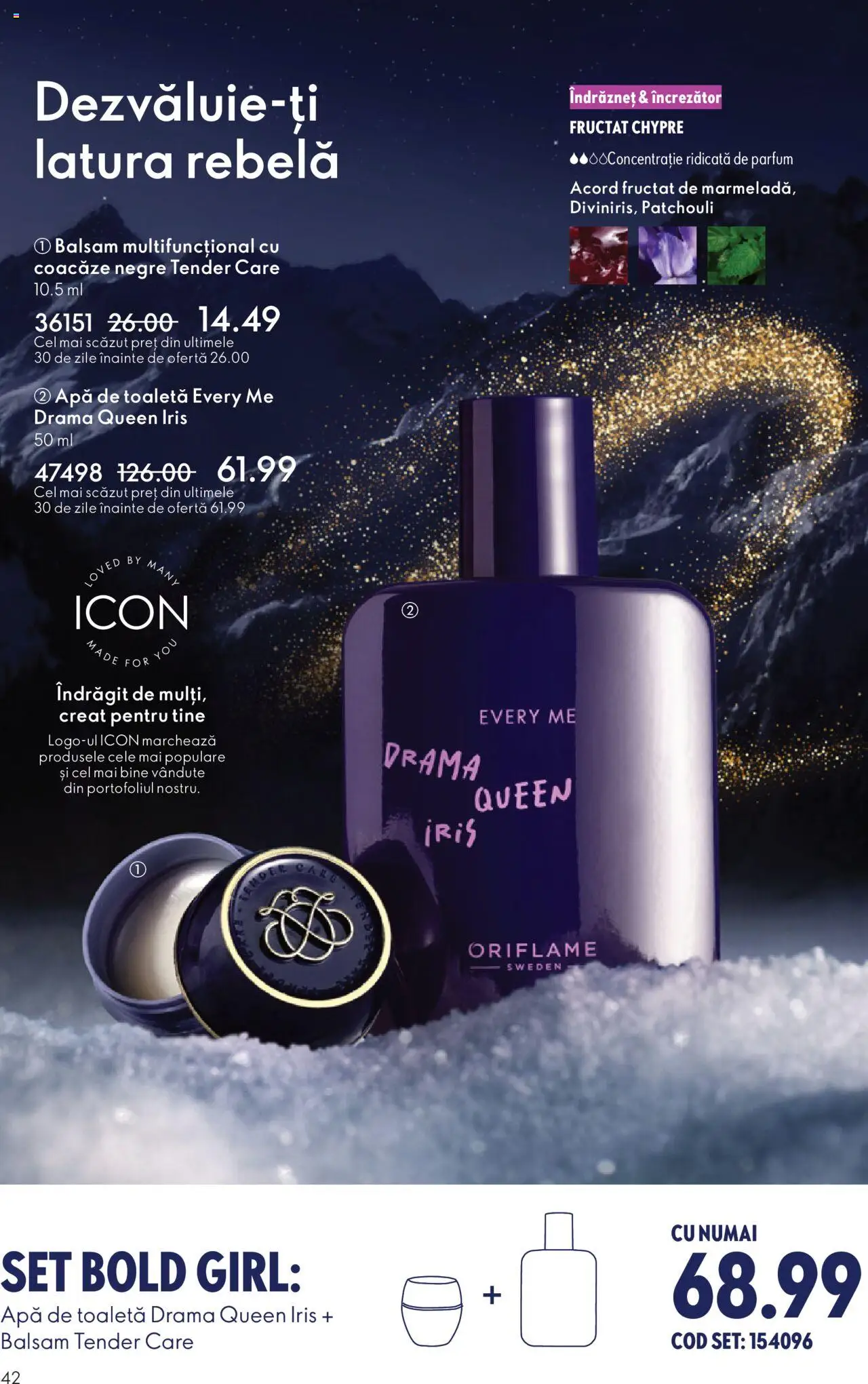 Noul catalog Oriflame – valabil de la 12.11.2025 | Pagină: 42 | Produse: Parfum, Apă de toaletă, Balsam, Apă