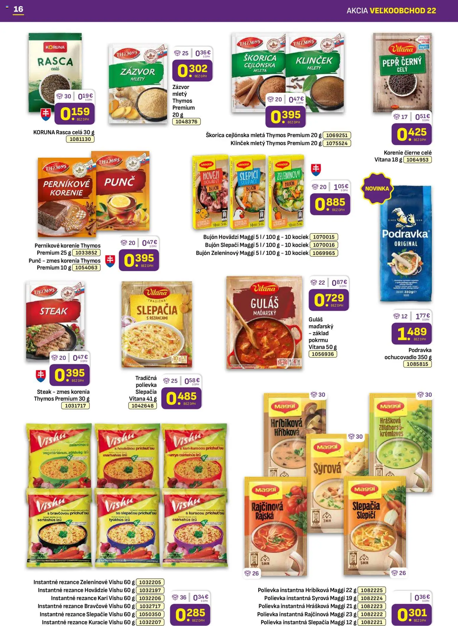 Nové Libex akcie – leták je platný od 03.11.2025 | Strana: 16 | Produkty: Bujón, Rezance, Korenie, Steak