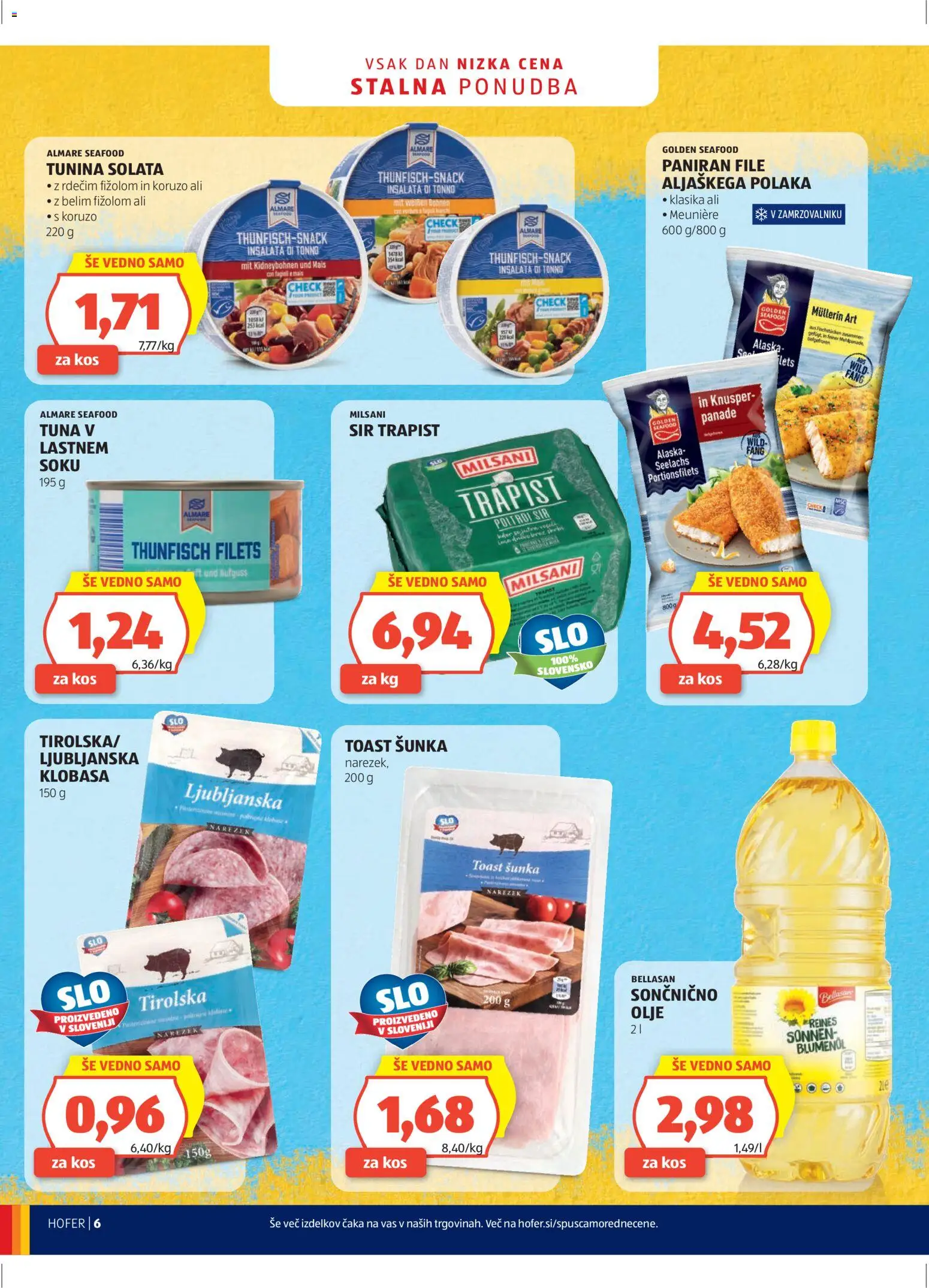 Hofer SI katalog | vrijedi od 25.03.2026 | Stranica: 6 | Proizvodi: Sir, Trapist, Šunka, Tuna
