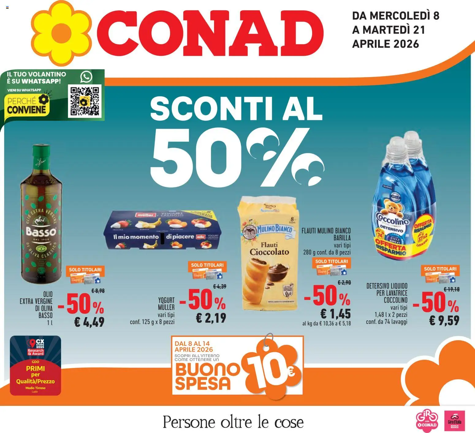 Volantino Conad del 08.04.2026 | Pagina: 1 | Prodotti: Yogurt, Cioccolato, Olio, Olio extra vergine