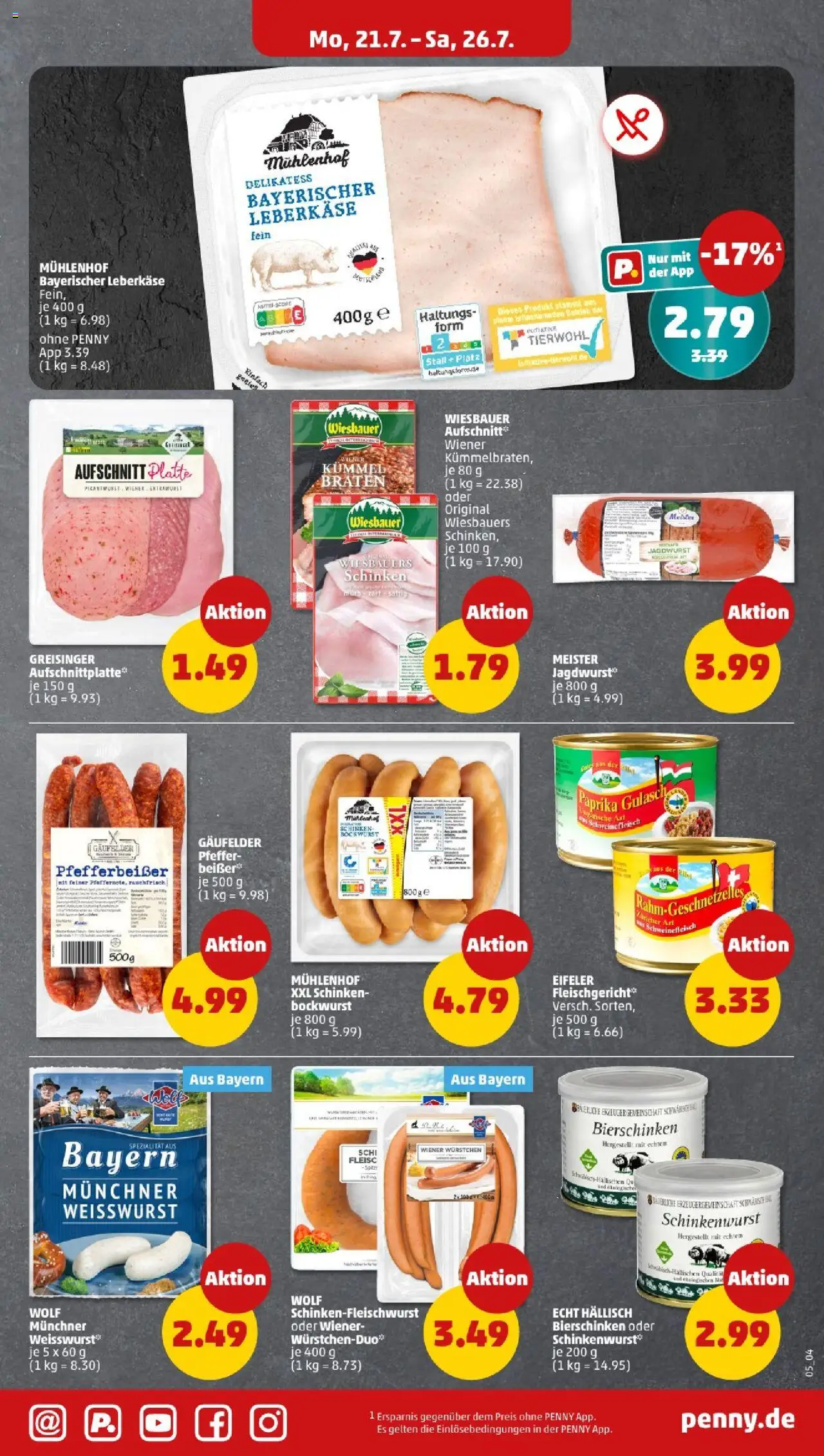 Penny - Bayern  - gültig ab dem 21.07.2025 | Seite: 5 | Produkte: Weißwurst, Paprika, Gulasch, Schweinefleisch