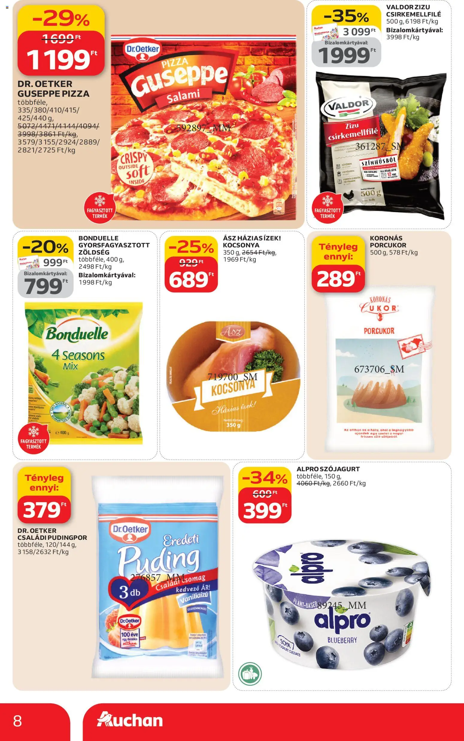 Auchan akciós ujság - amely érvényes a következő dátumtól: 26.02.2026 | Oldal: 8 | Termékek: Puding, Pudingpor, Alpro, Zöldség