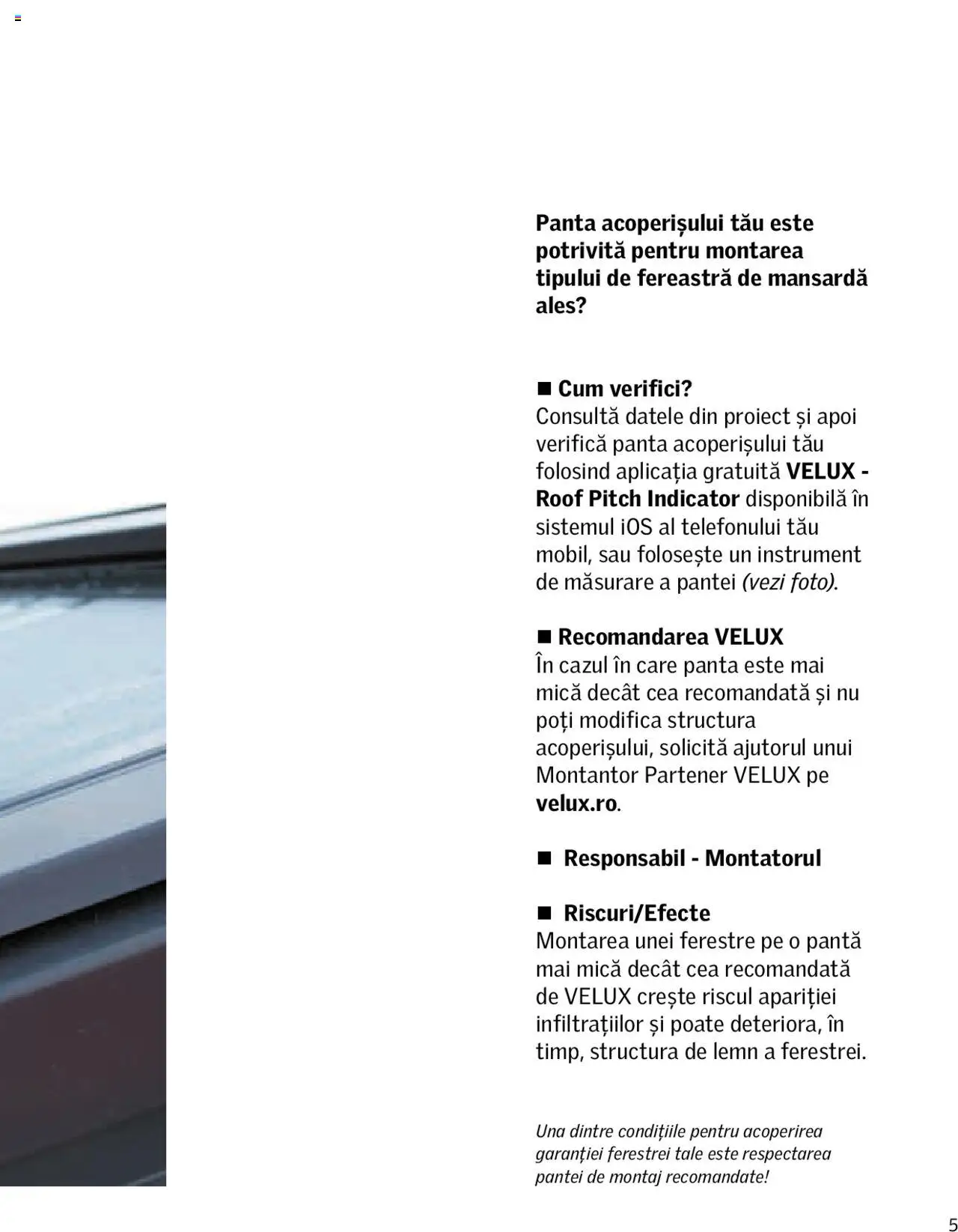 Velux catalog - Sfaturi și recomandări pentru un drum rapid și ușor către mansarda ta luminoasă – valabil de la 01.01.2025 | Pagină: 5 | Produse: Fereastră