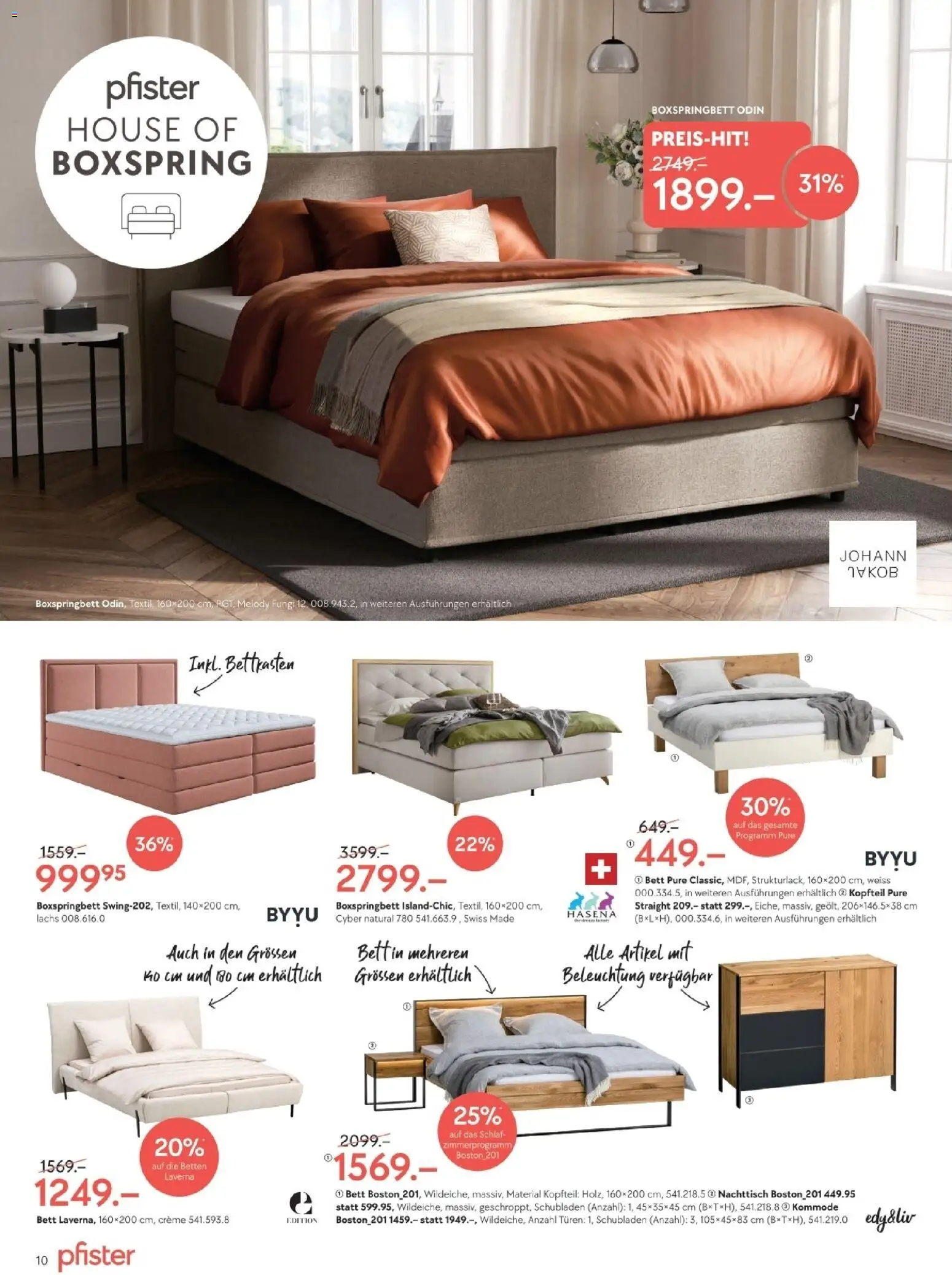 Pfister Aktionen – gültig ab 04.11.2025 | Seite: 10 | Produkte: Kommode, Bett, Lachs, Boxspringbett
