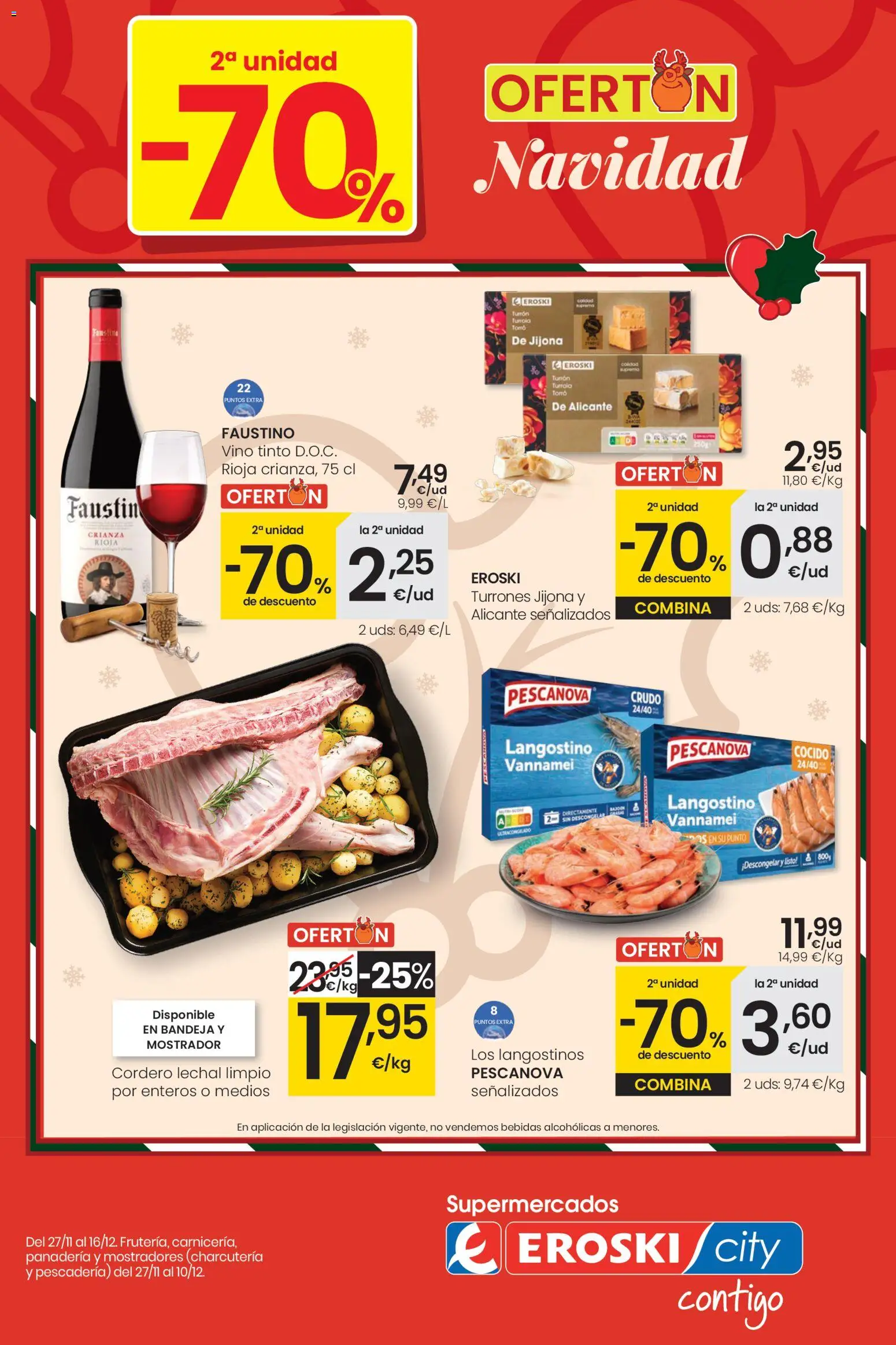 Eroski - Ofertón Navidad  │ válido desde el 27.11.2025 | Página: 1 | Productos: Vino, Panadería, Bandeja, Langostino