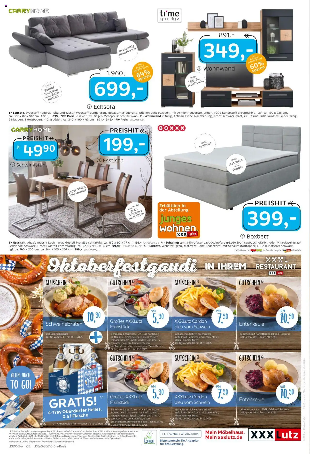 XXXL Lutz Prospekt 	 – gültig ab 29.09.2025 | Seite: 20 | Produkte: Esstisch, Bett, Kissen, Kaffee