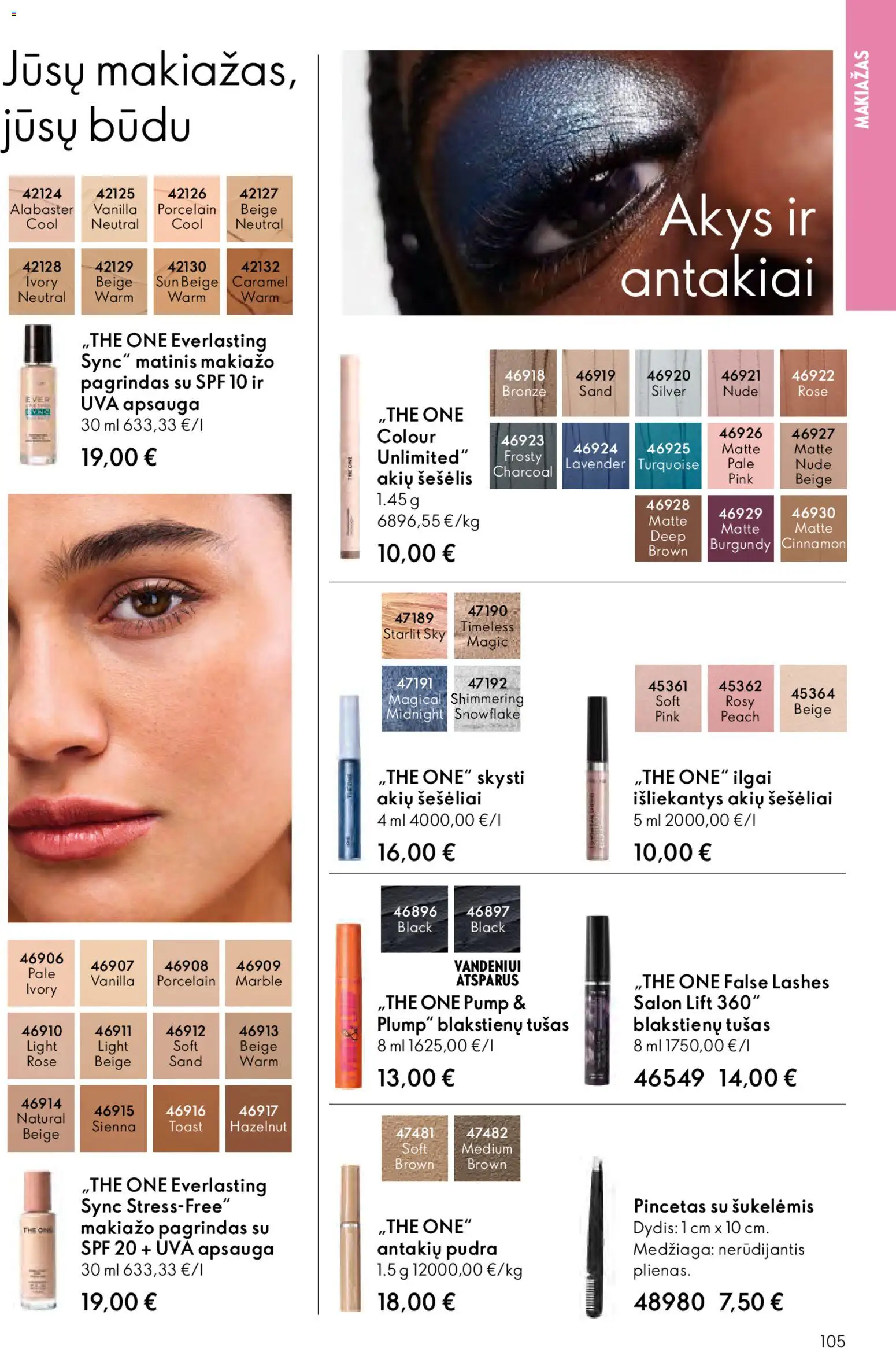 Oriflame akcijos nuo 01.04.2026 | Puslapis: 105 | Prekių: Makiažo pagrindas, Makiažas, Pudra, Tušas
