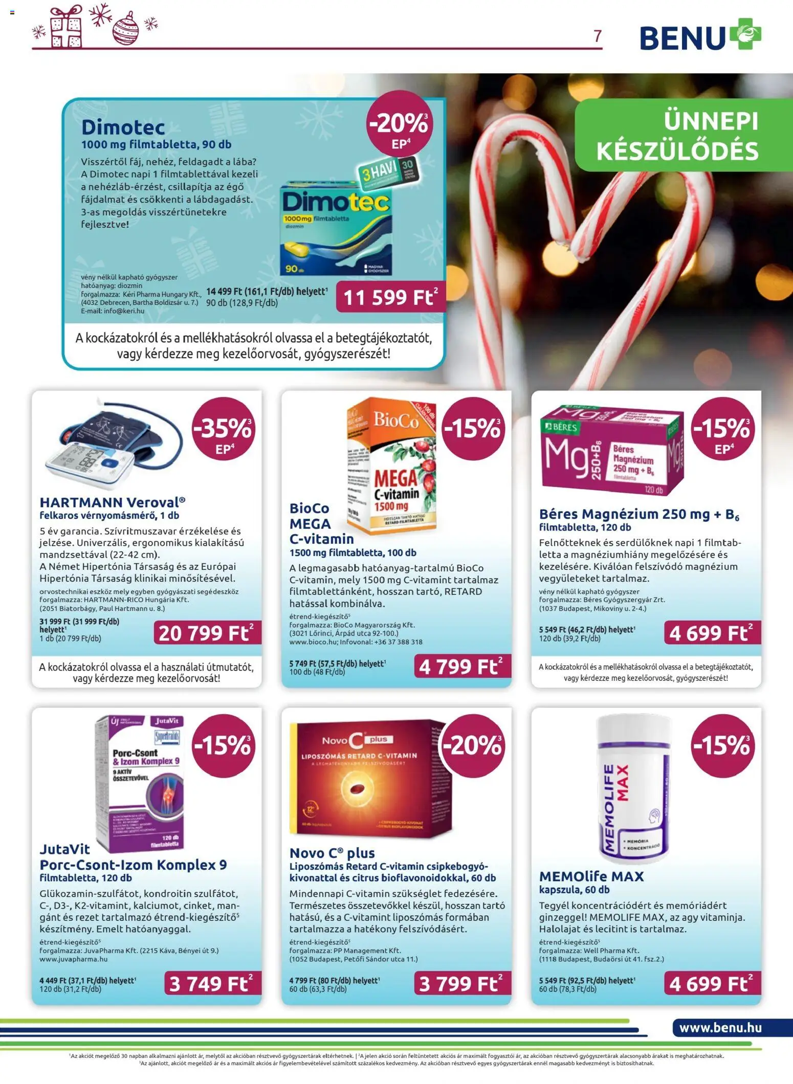 BENU Gyógyszertárak akciós ujság - amely érvényes a következő dátumtól: 01.12.2025 | Oldal: 7