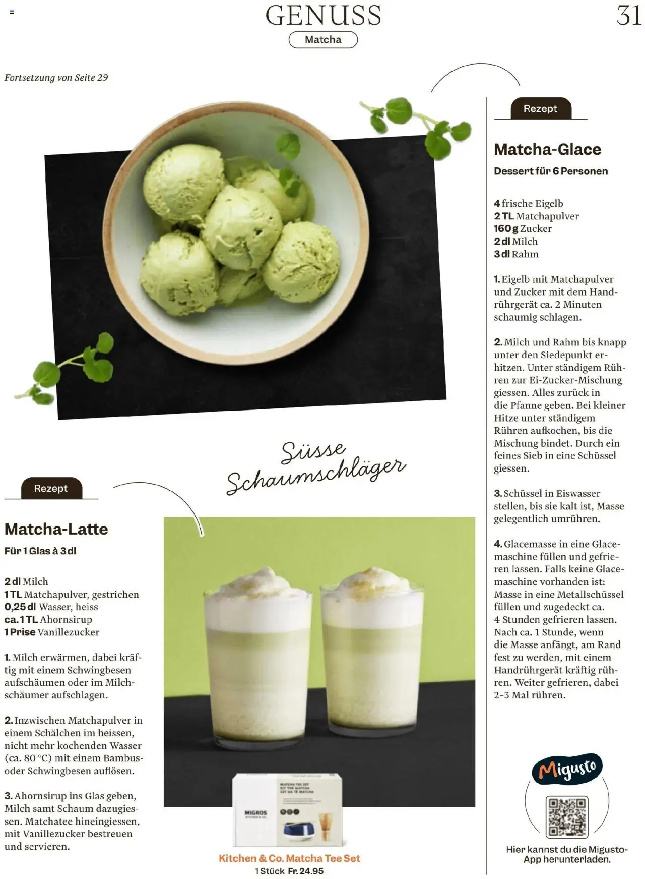 Migros Magazin – gültig ab 06.10.2025 | Seite: 31 | Produkte: Rührgerät, Glace, Tee, Wasser