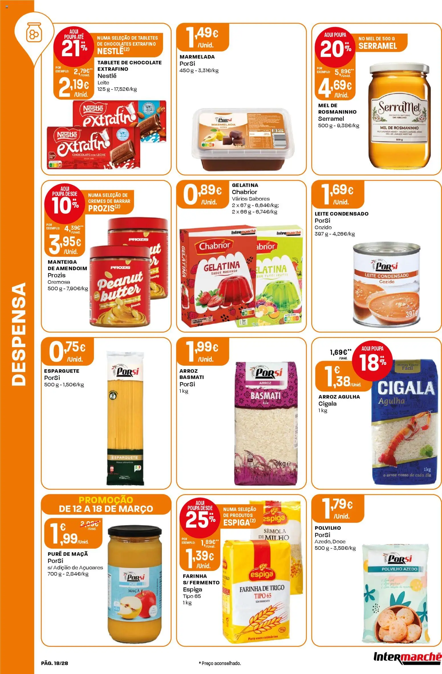 Intermarché Folheto Contact │ válido de 12.03.2026 | Página: 18 | Produtos: Farinha de trigo, Chocolates, Manteiga, Mel