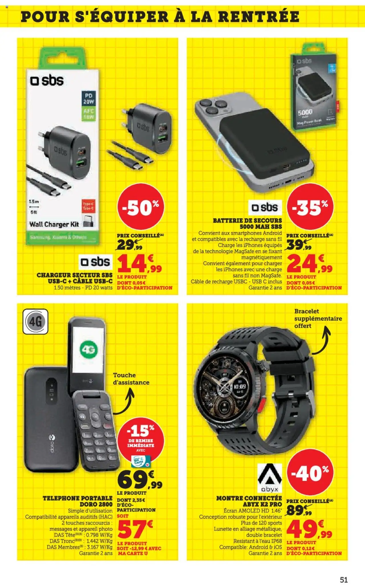  | Page: 51 | Produits: Téléphone, Appareil photo, USB, Portable