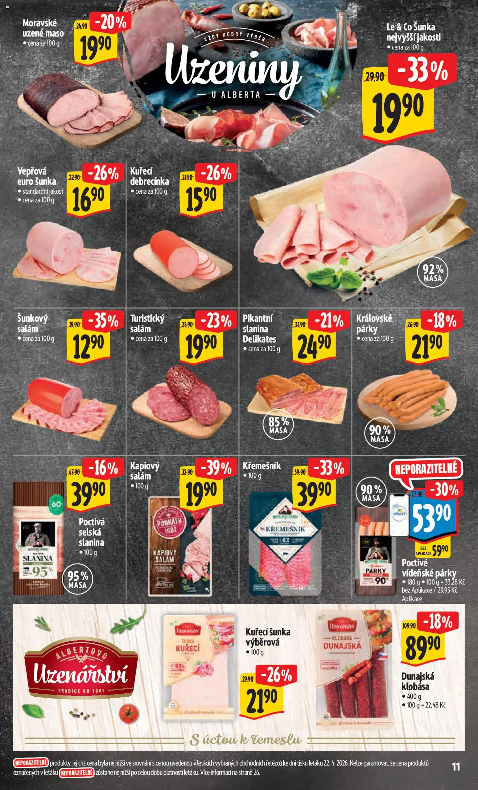 Albert leták - Hypermarket od 29.04.2026 | Strana: 19 | Produkty: Uzené maso, Salám, Šunka, Vídeňské párky