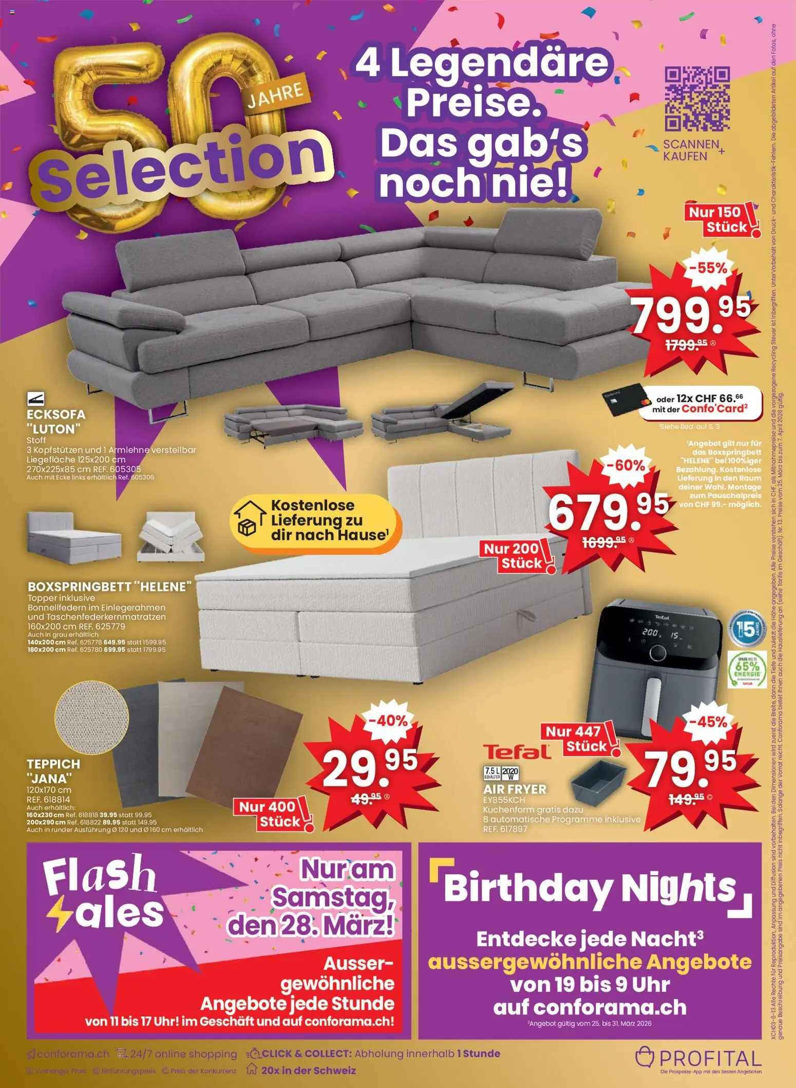 Conforama aktionen – gültig ab 25.03.2026 | Seite: 24 | Produkte: Topper, Teppich, Uhr, Ecksofa