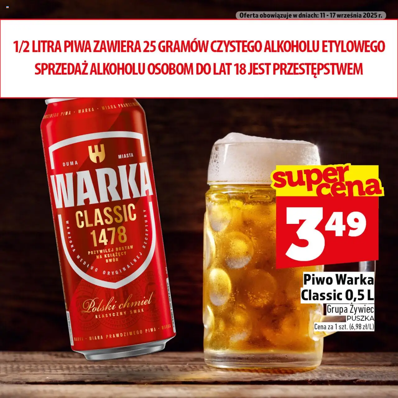 Topaz Gazetka - Ogródek Piwosza od 11.09.2025 | Strona: 4 | Produkty: Warka, Piwo Warka, Piwo