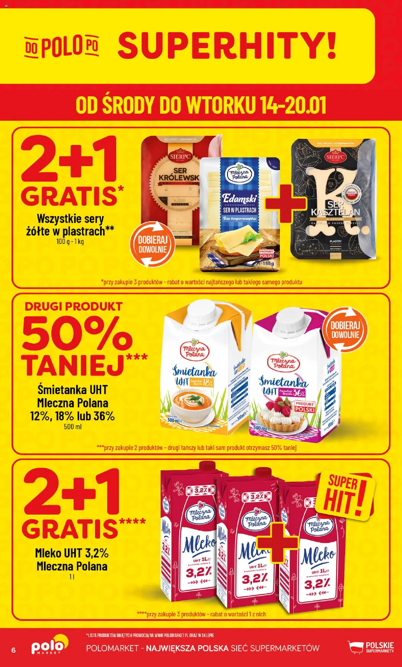 POLOmarket Gazetka od 14.01.2026 | Strona: 6 | Produkty: Sery, Mleko, Ser